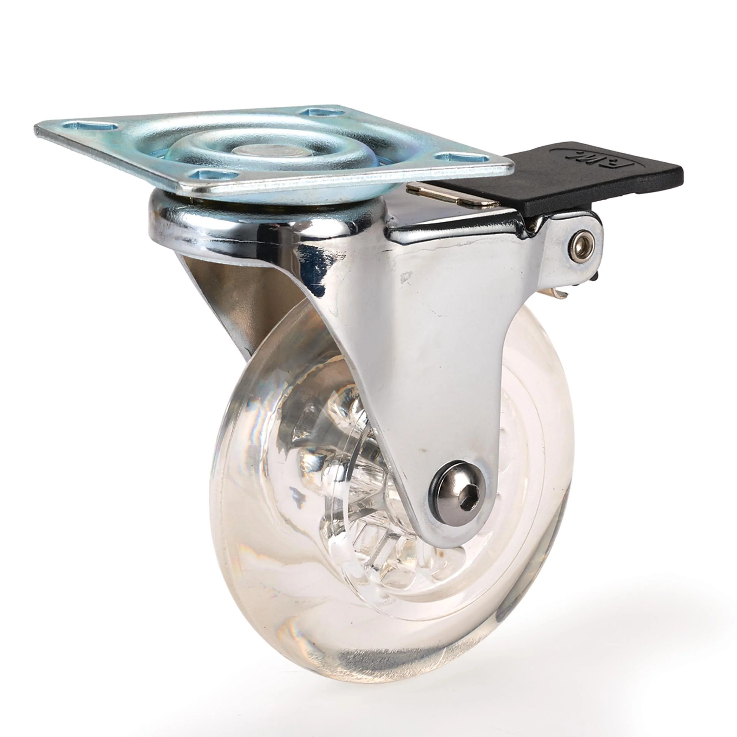 Skate Wheel Caster Locking with Rounded Translucent Wheel – 3″
