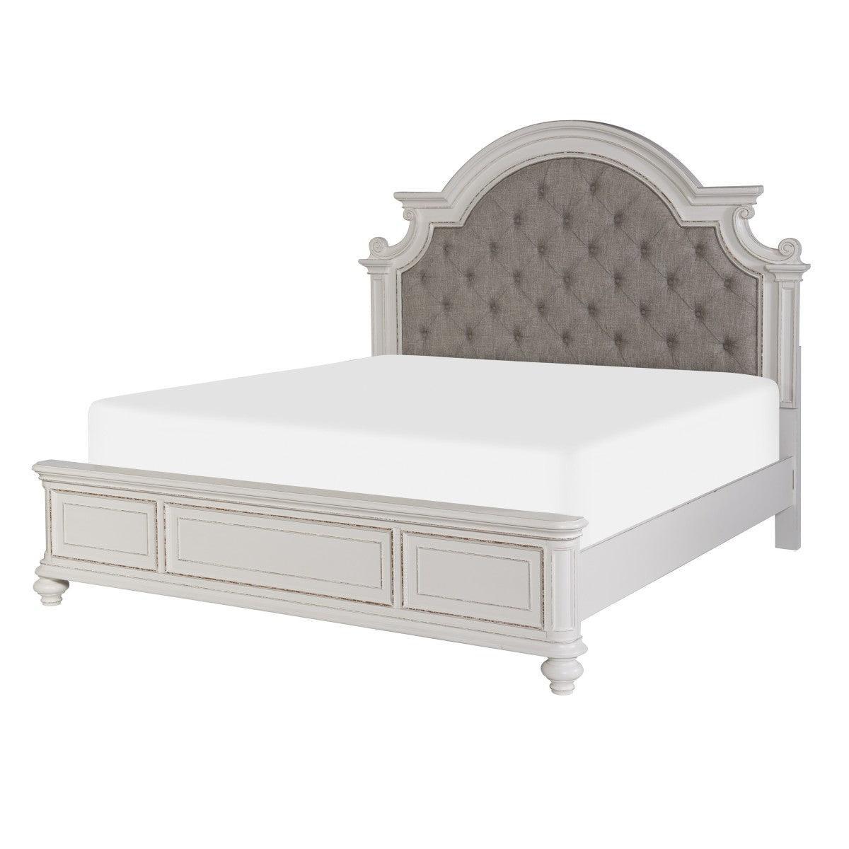 Baylesford Antique White Fabric Tufted Panel King Bed - Image 2