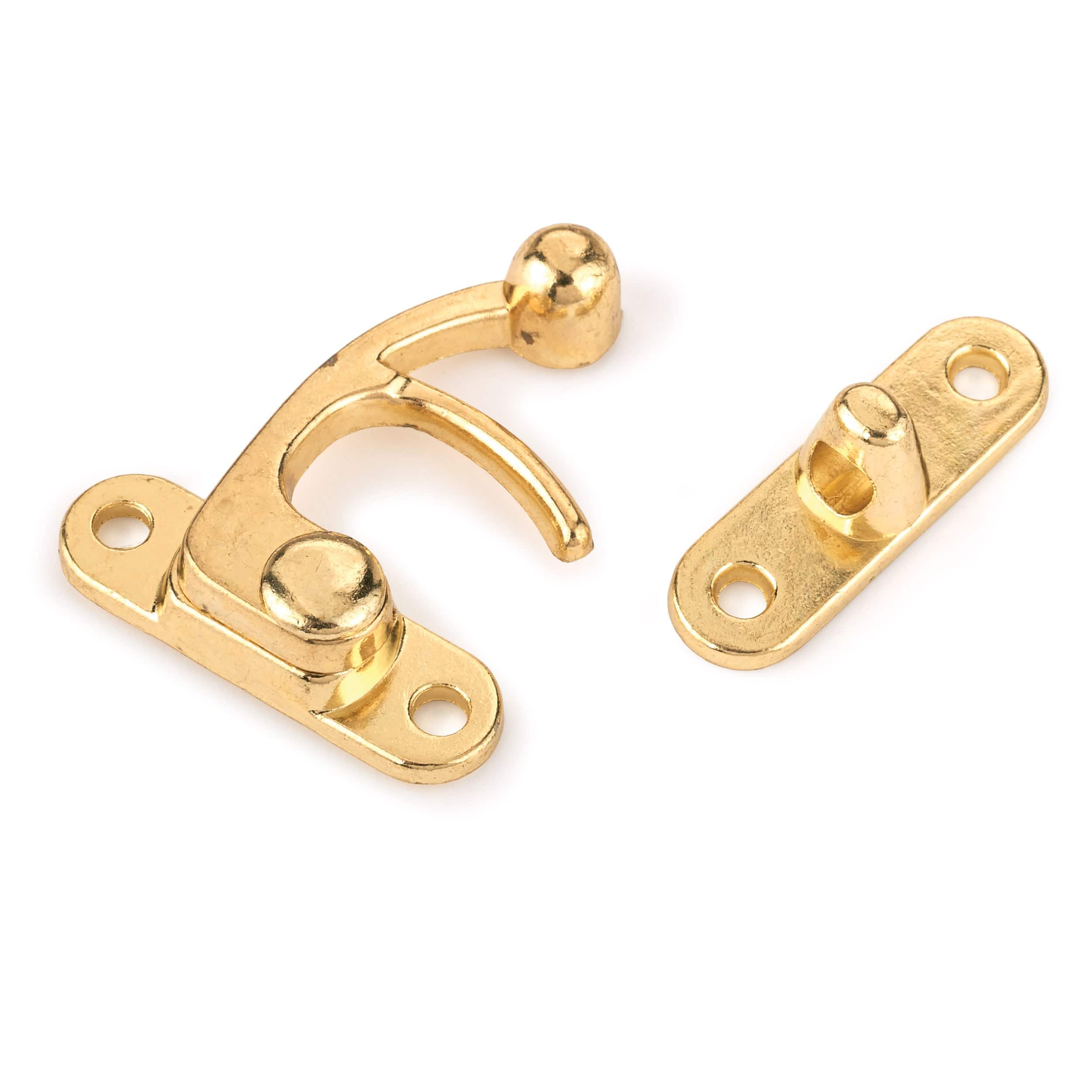 Hook Latch with Screws – Large – Polished Brass Plated