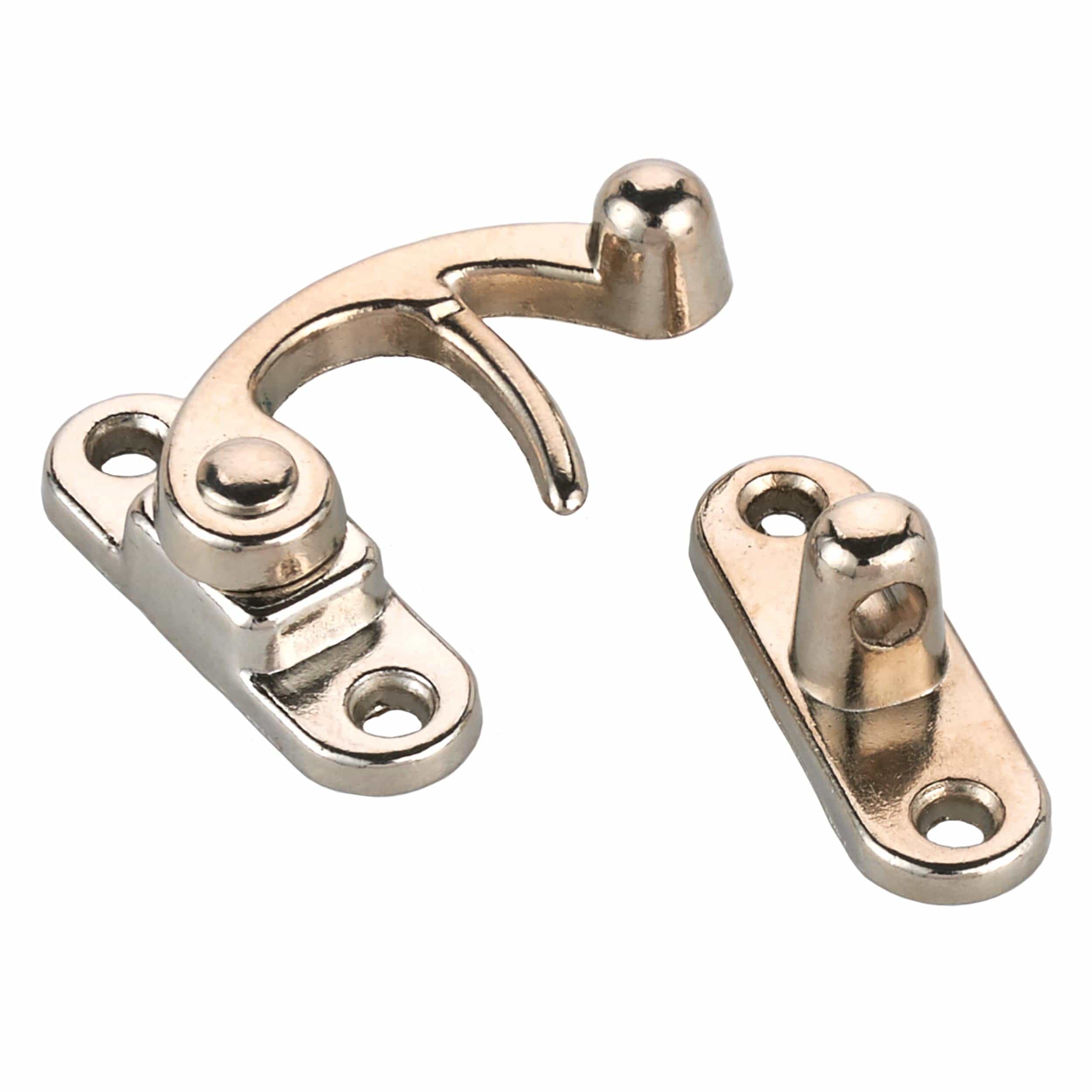 Hook Latch with Screws – Small – Nickel Finish