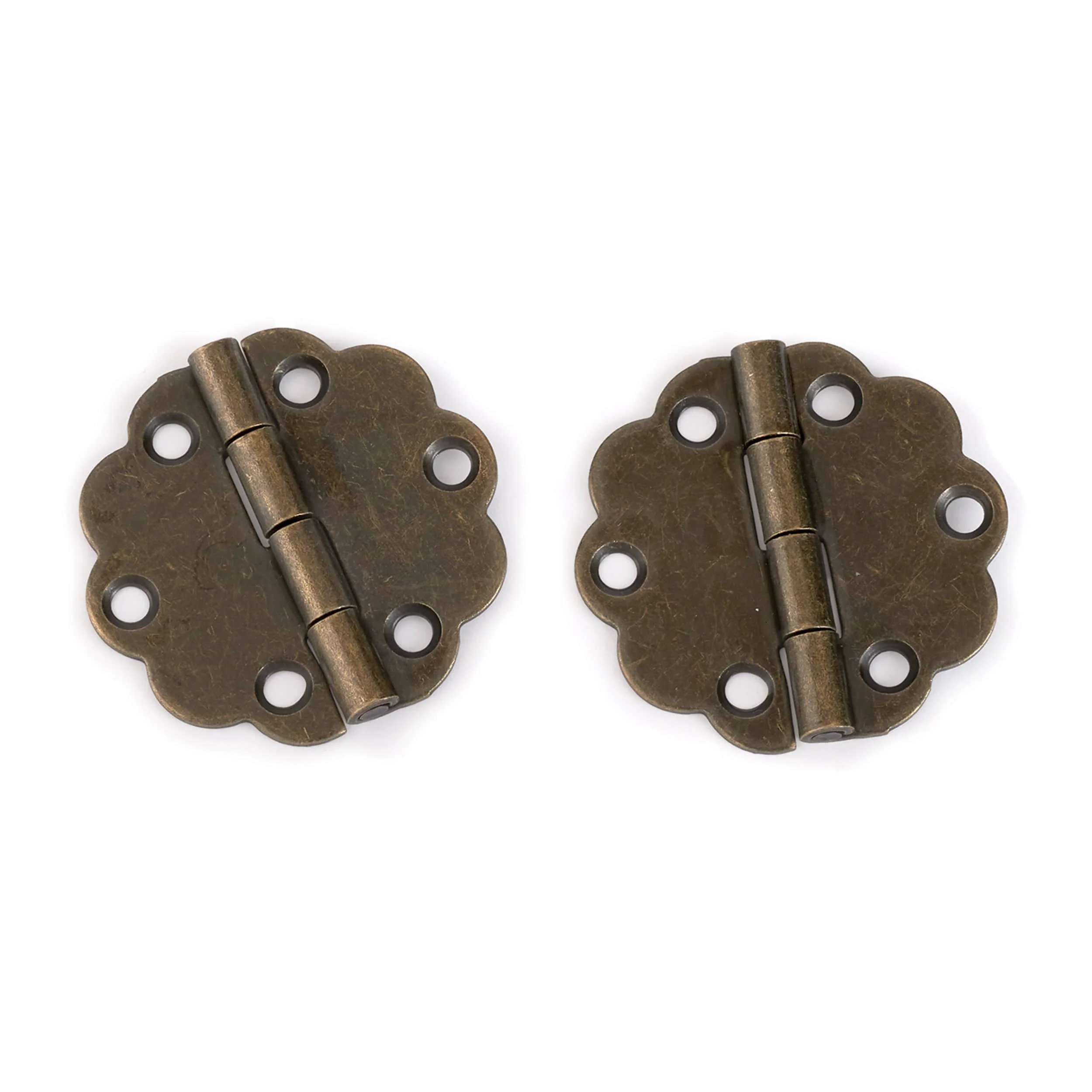 Decorative Round Box Hinge with Screws - Pair - Image 1