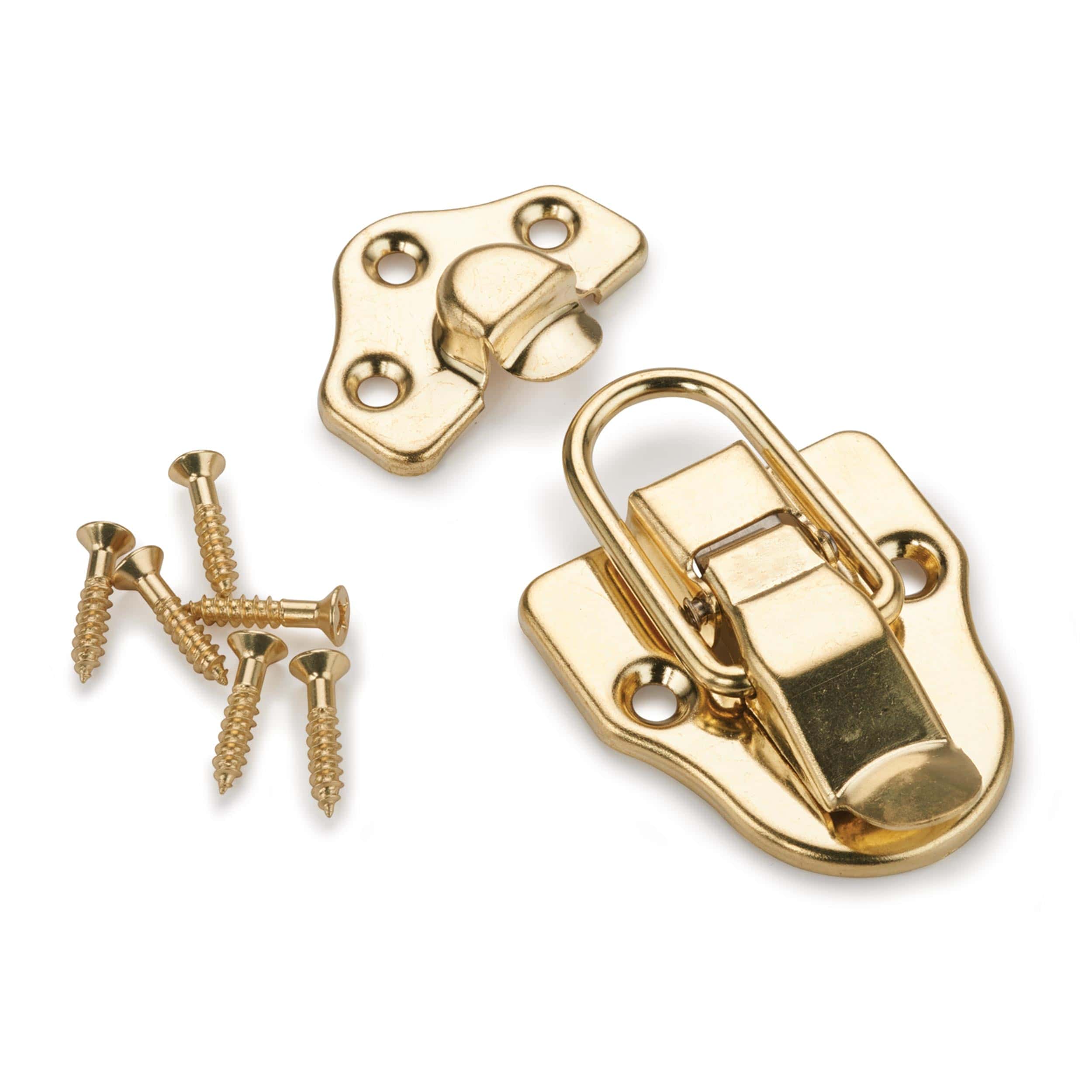 Trunk Draw Catch with Screws – Polished Brass Plated