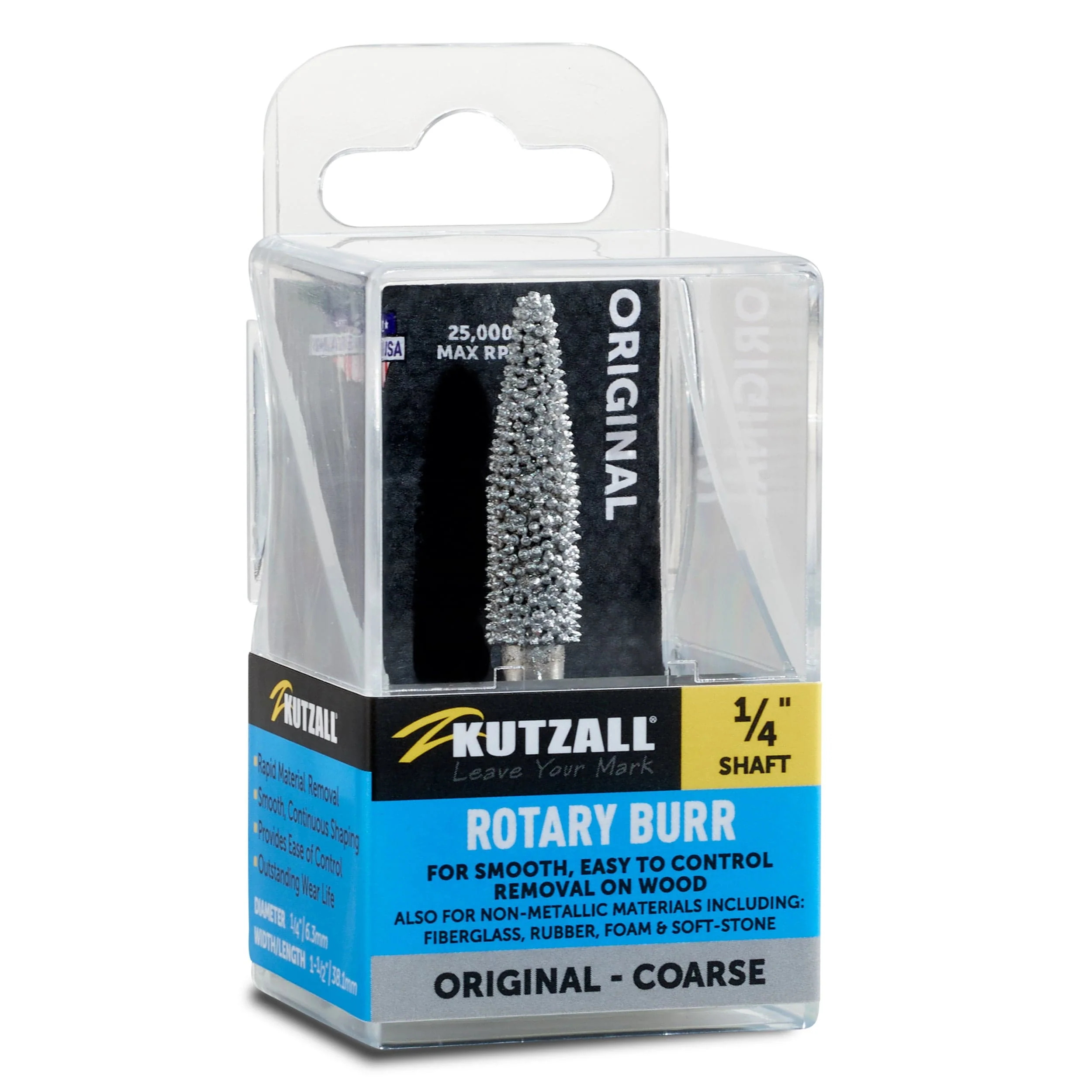 Original Taper Burr, 1/4" Shaft, Coarse (1/4" x 1-1/2") - Image 2
