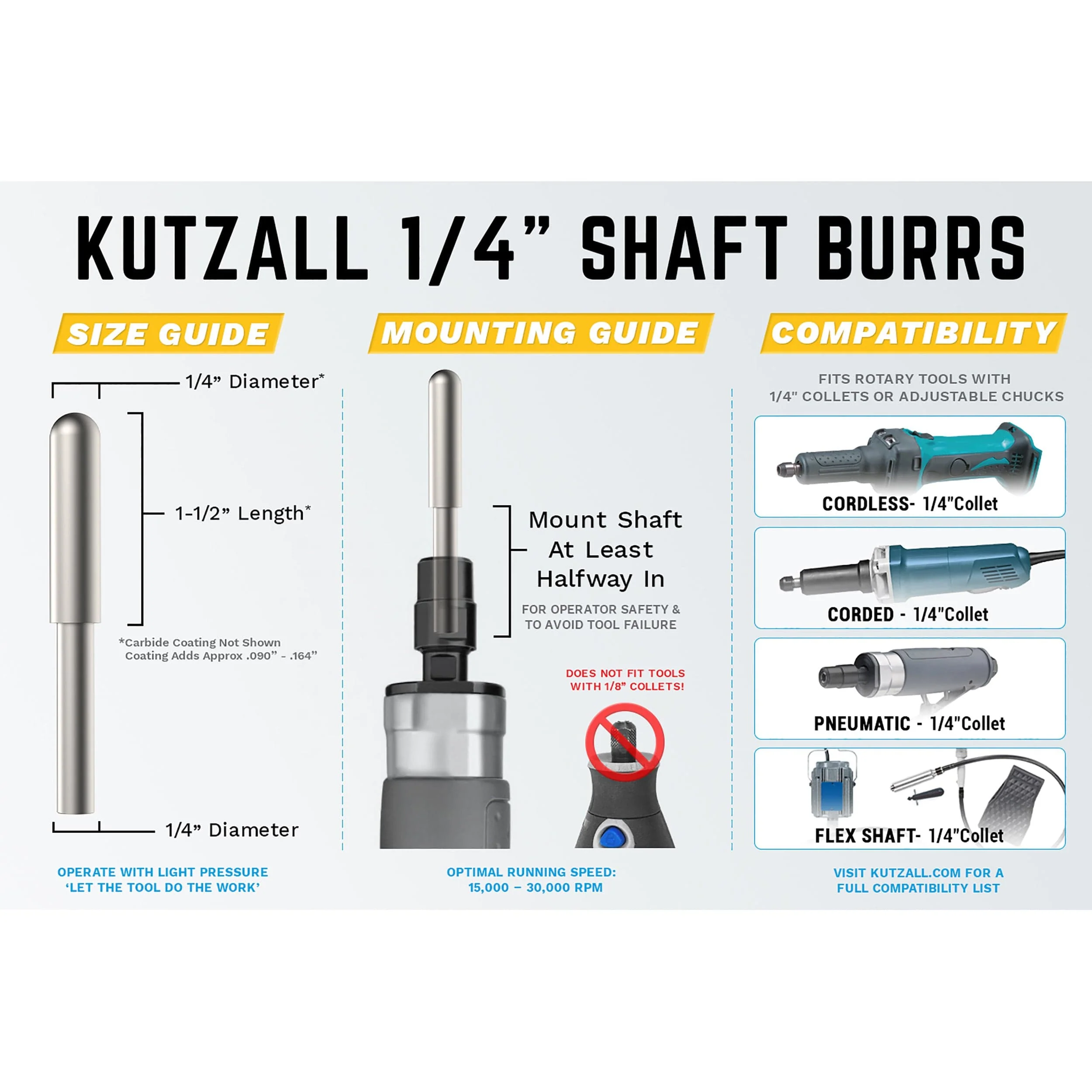 Original Ball Nose Burr, 1/4" Shaft, Fine (1/4" x 1-1/2") - Image 3