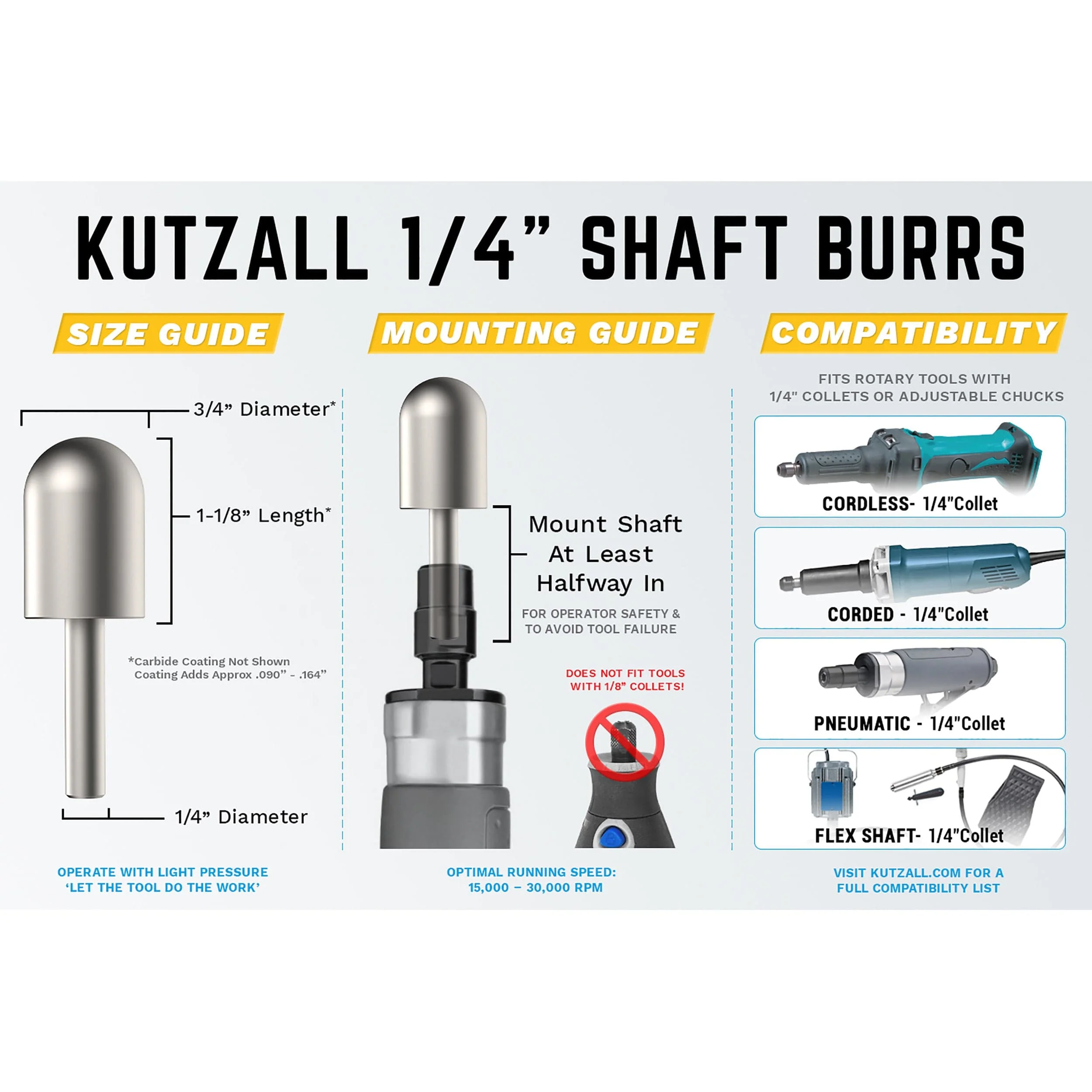Extreme Ball Nose Burr, 1/8" Shaft, Very Coarse (1/8" x 7/8") - Image 3