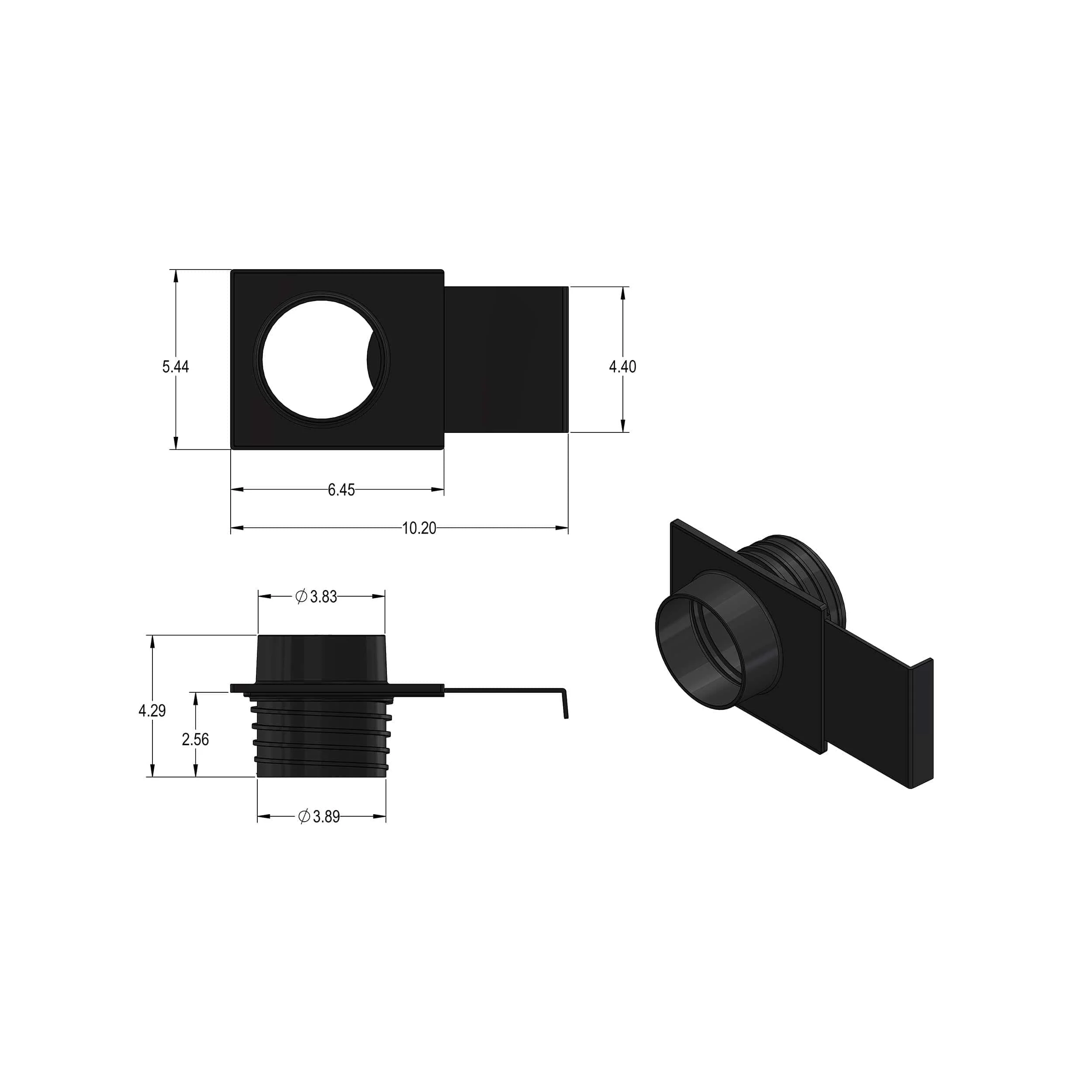 Tapered OD 4" Threaded Blast Gate - 4" - Image 2