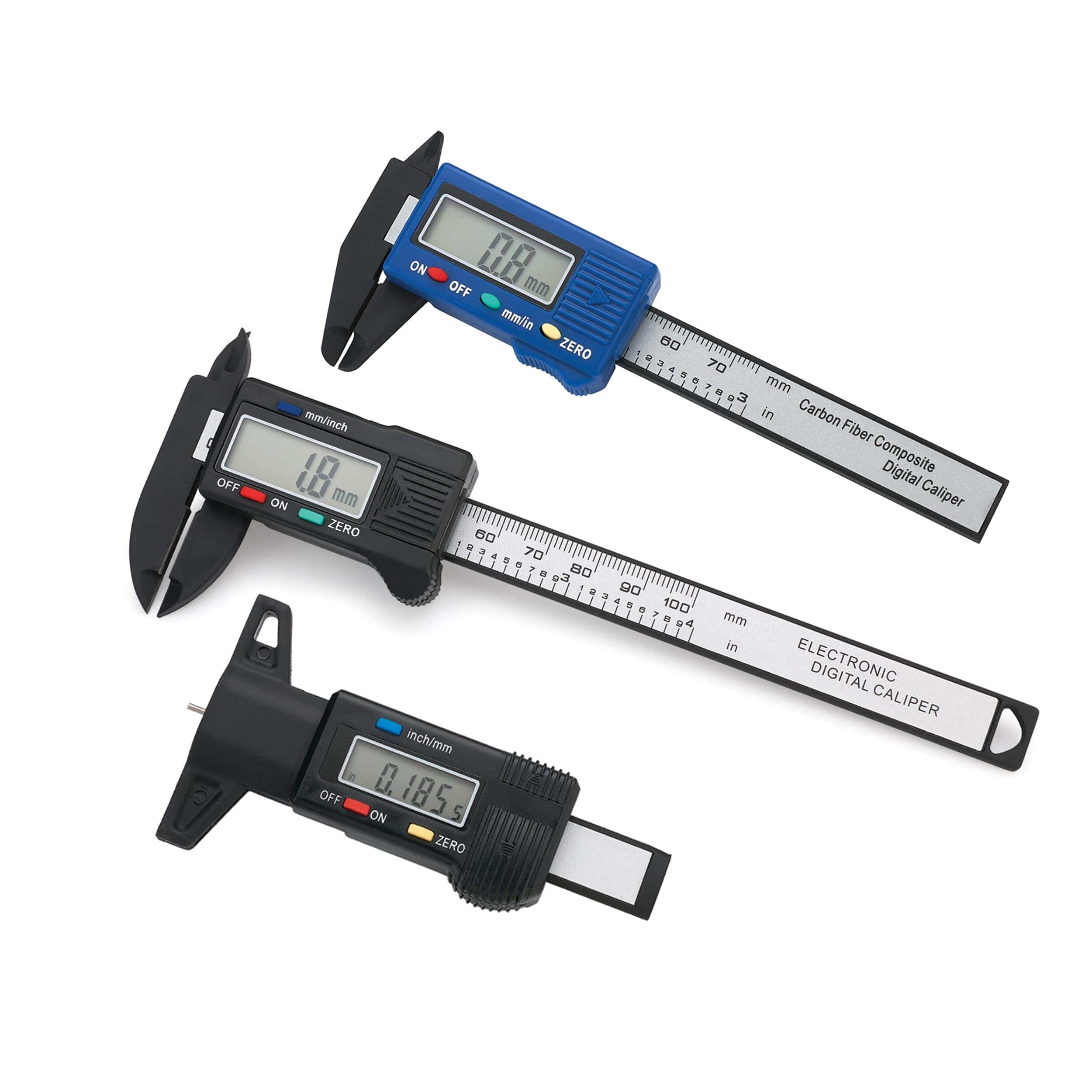 Carbon Fiber Digital Caliper and Depth Gauge Set – 3 Piece