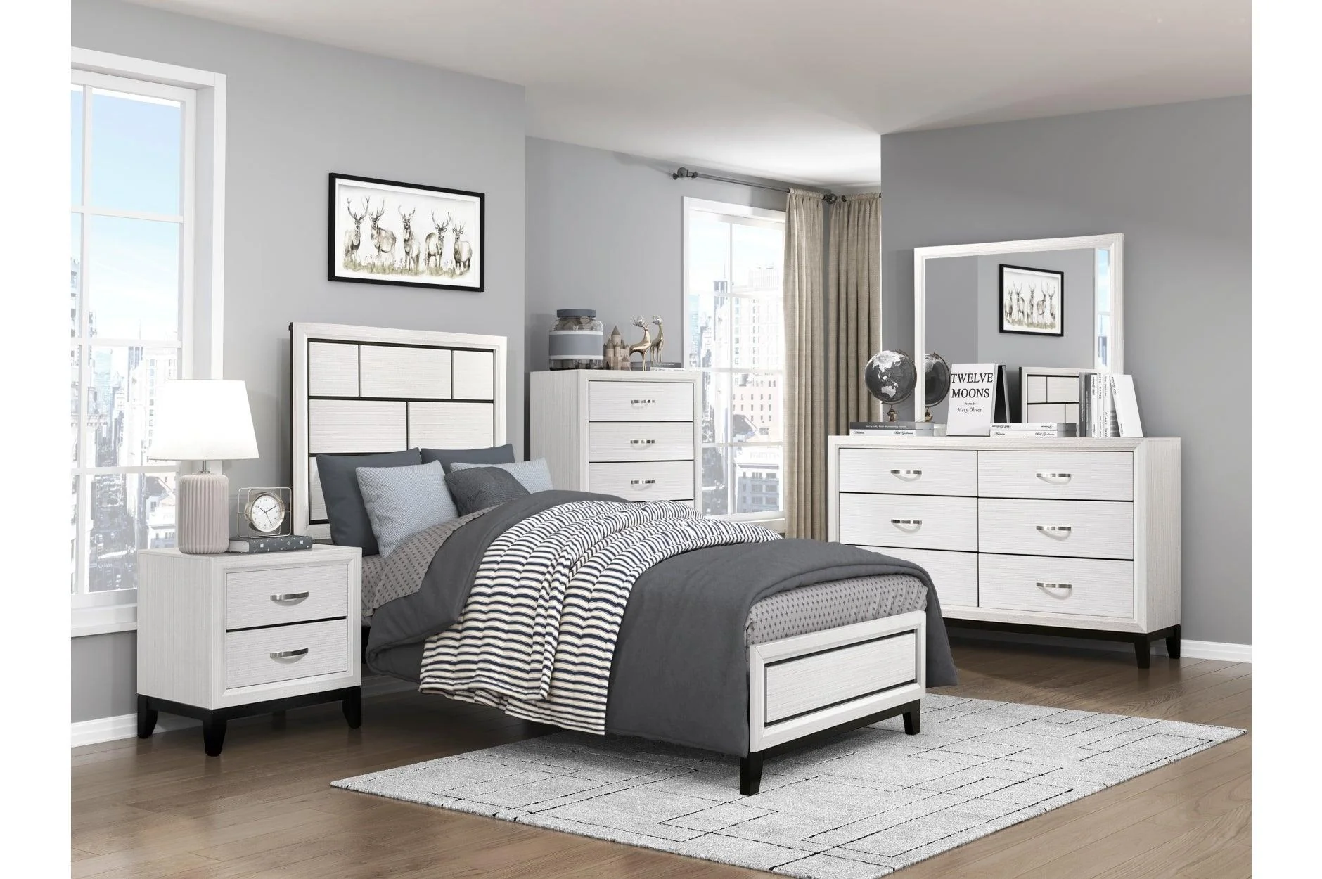 Davi White Panel Bedroom Set - Image 3