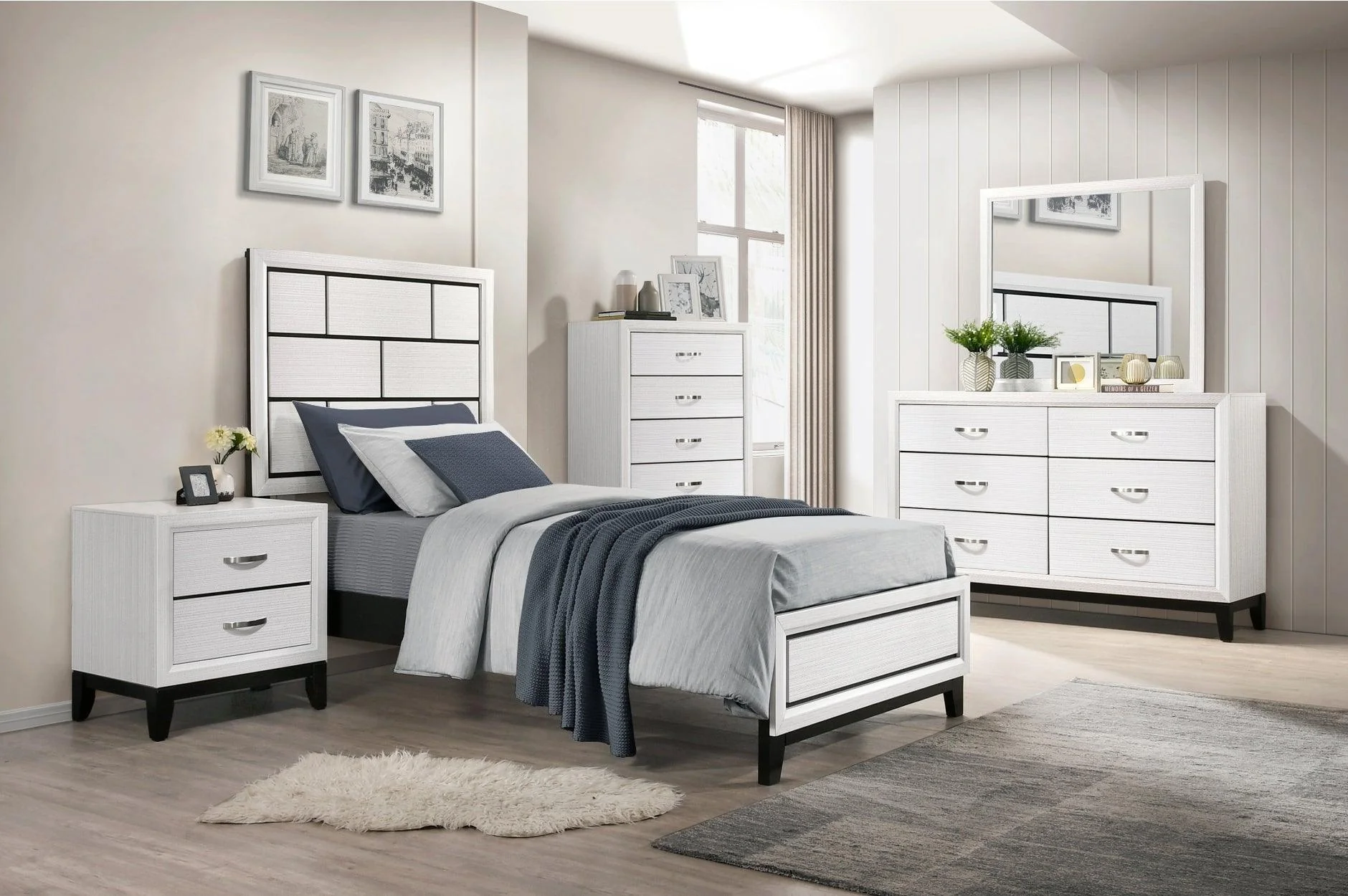 Davi White Panel Bedroom Set - Image 2