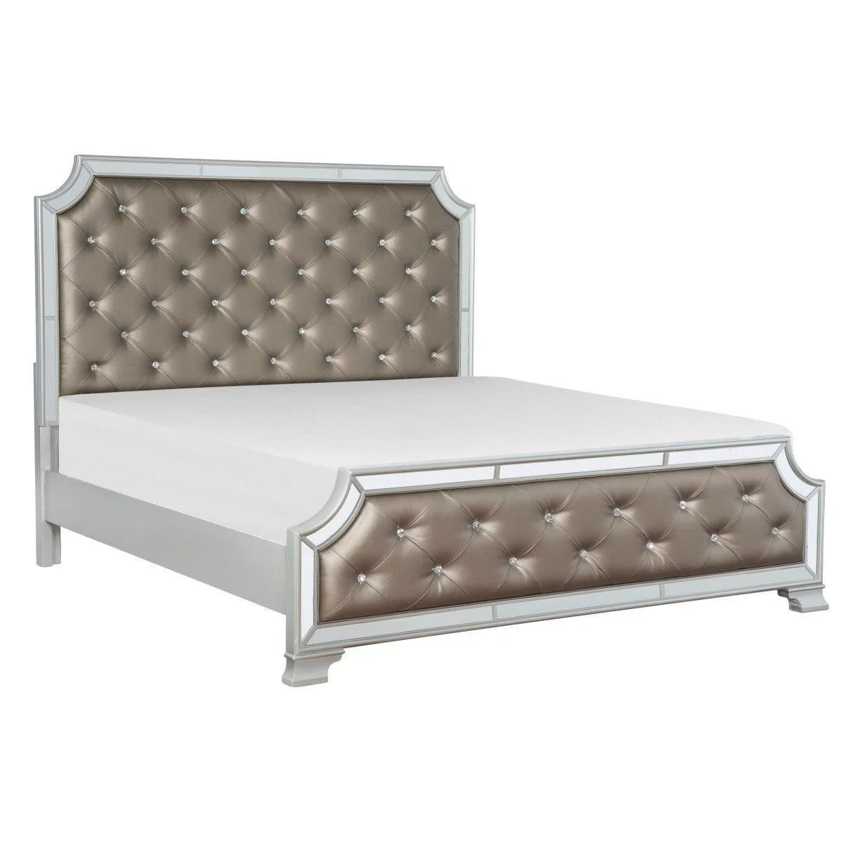 Avondale Silver Glass Faux Leather Tufted Panel King Bed - Image 2