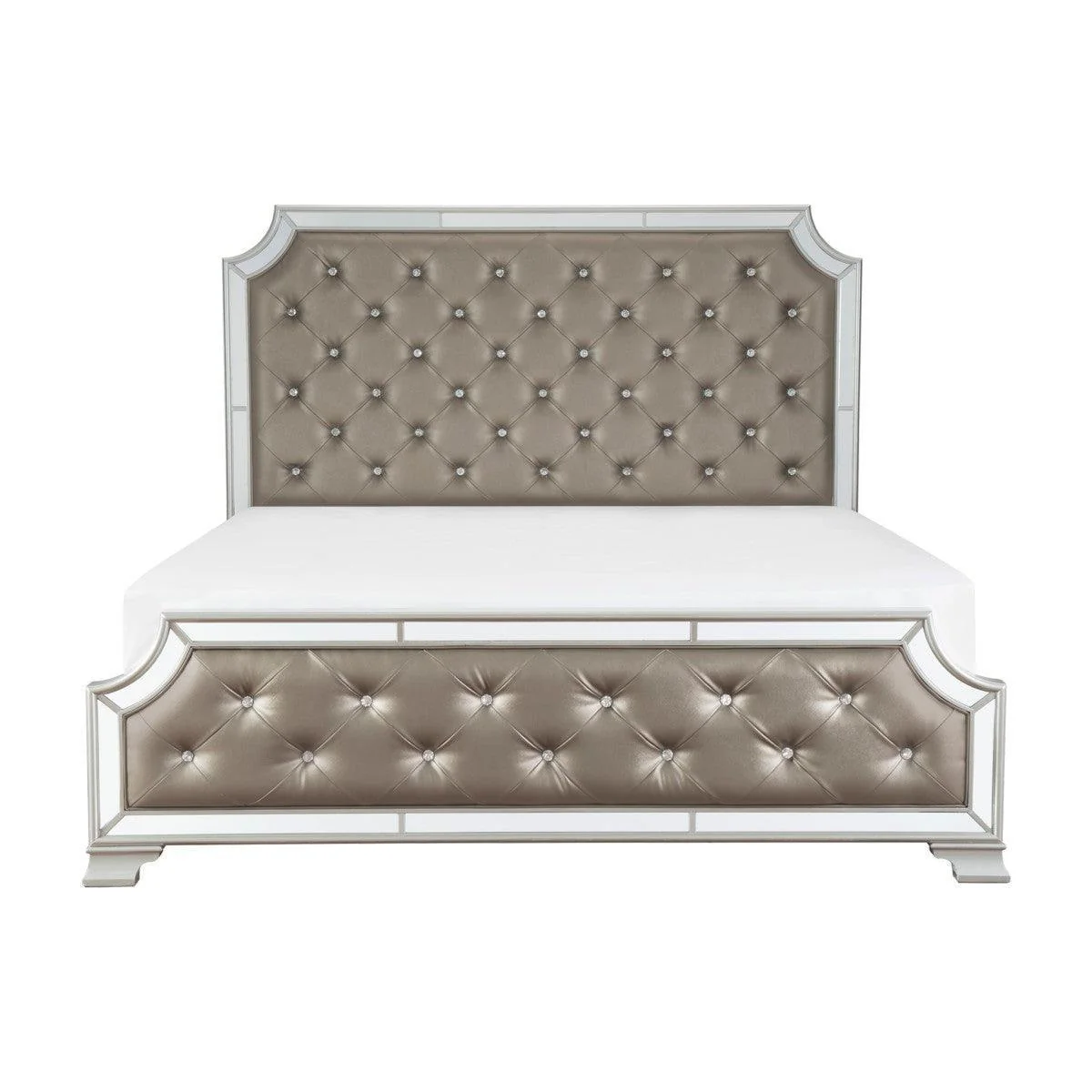 Avondale Silver Glass Faux Leather Tufted Panel King Bed - Image 1