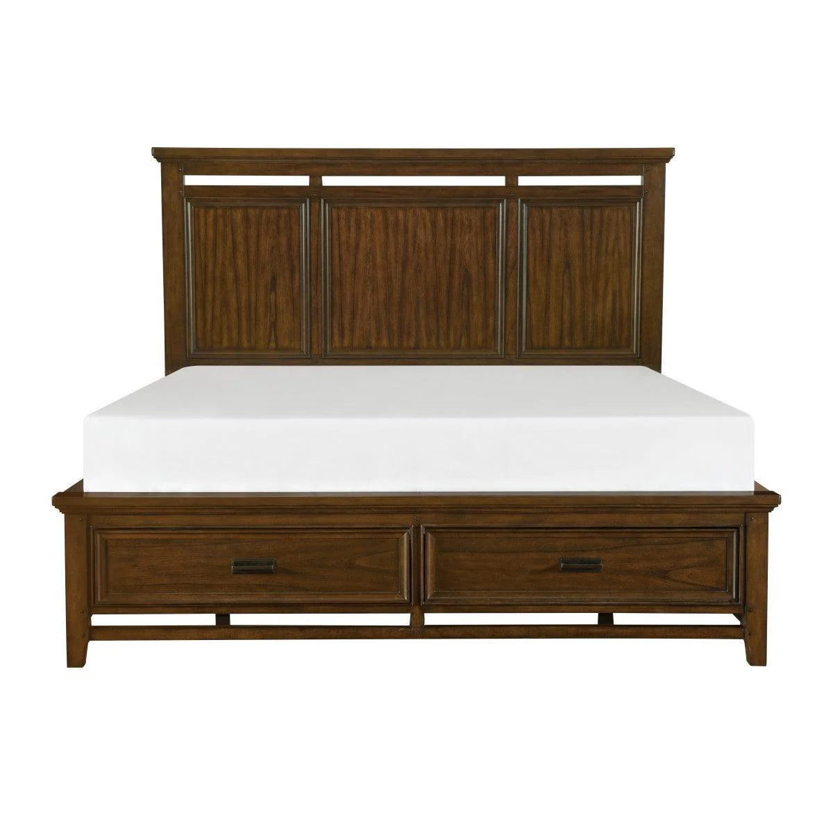 Frazier Park Brown Cherry Upholstered Storage Platform Queen Bed - Image 1