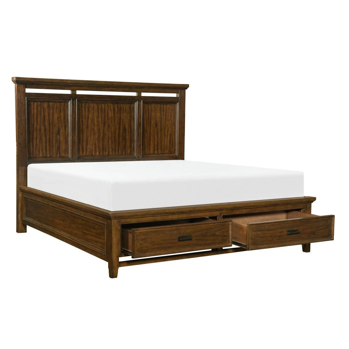 Frazier Park Brown Cherry Upholstered Storage Platform Queen Bed - Image 3