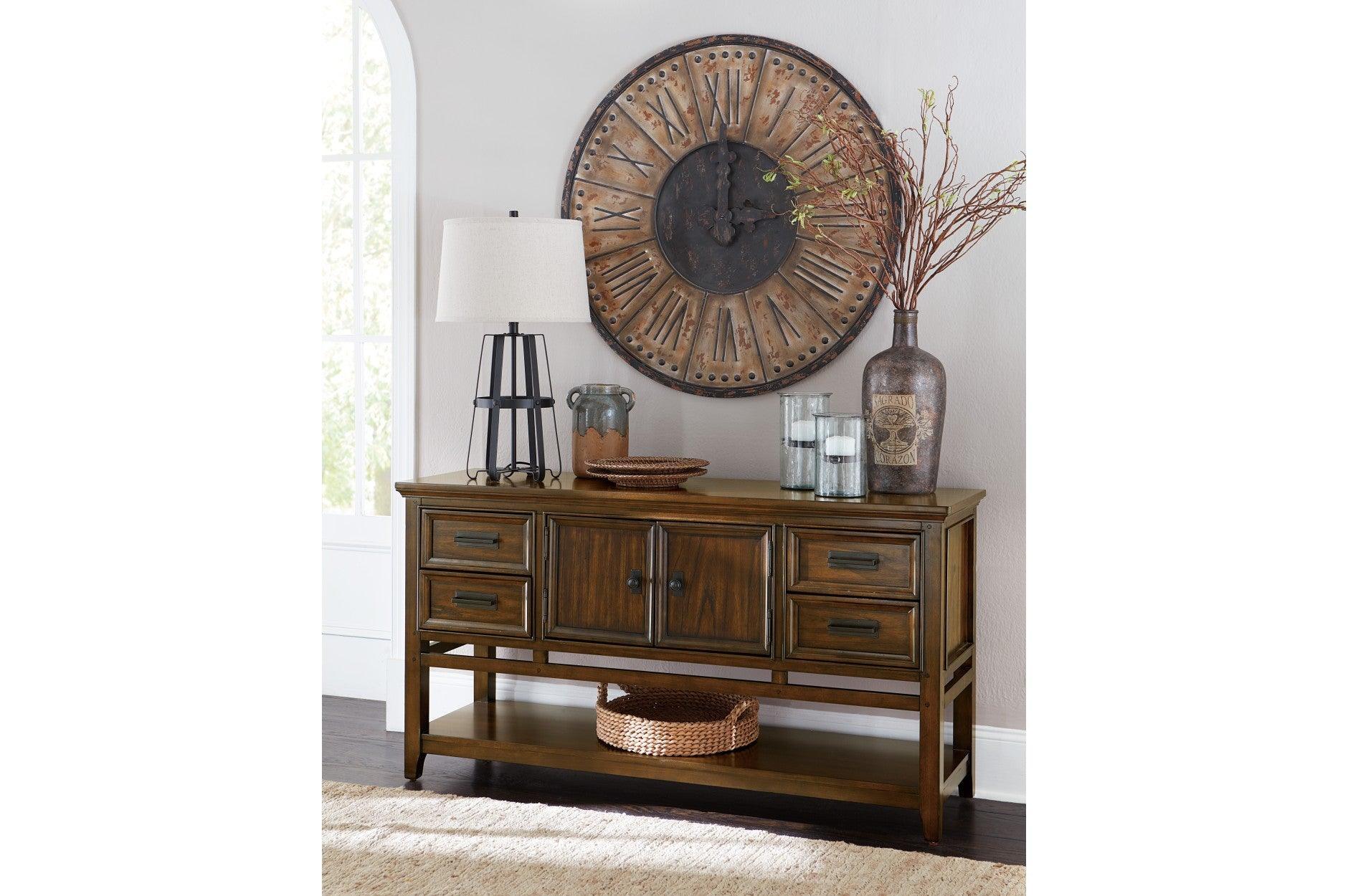 Frazier Park Brown Faux Leather Rectangular Dining Room Set - Image 2