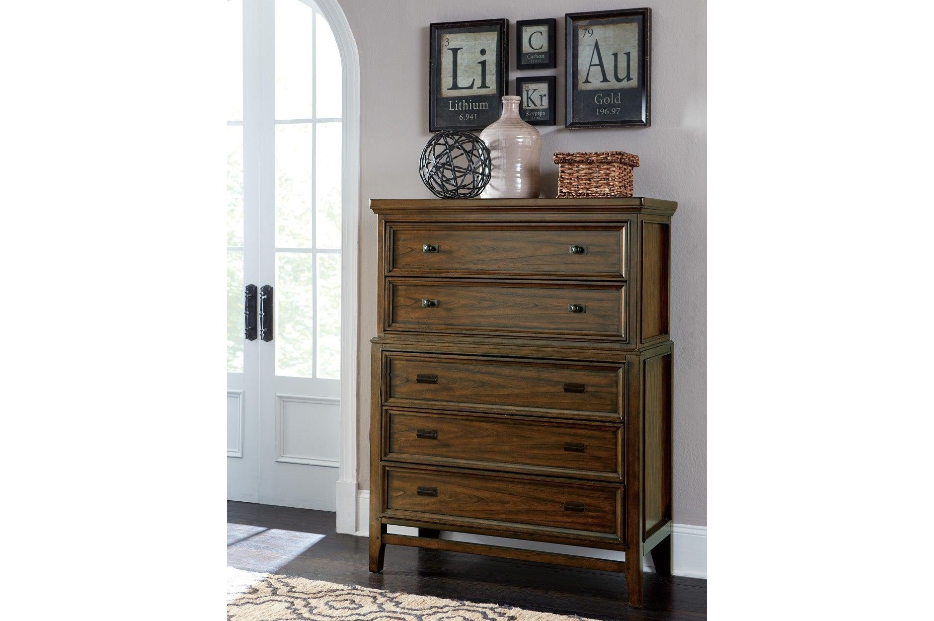 Frazier Park Brown Cherry Upholstered Storage Plarform Bedroom Set - Image 2