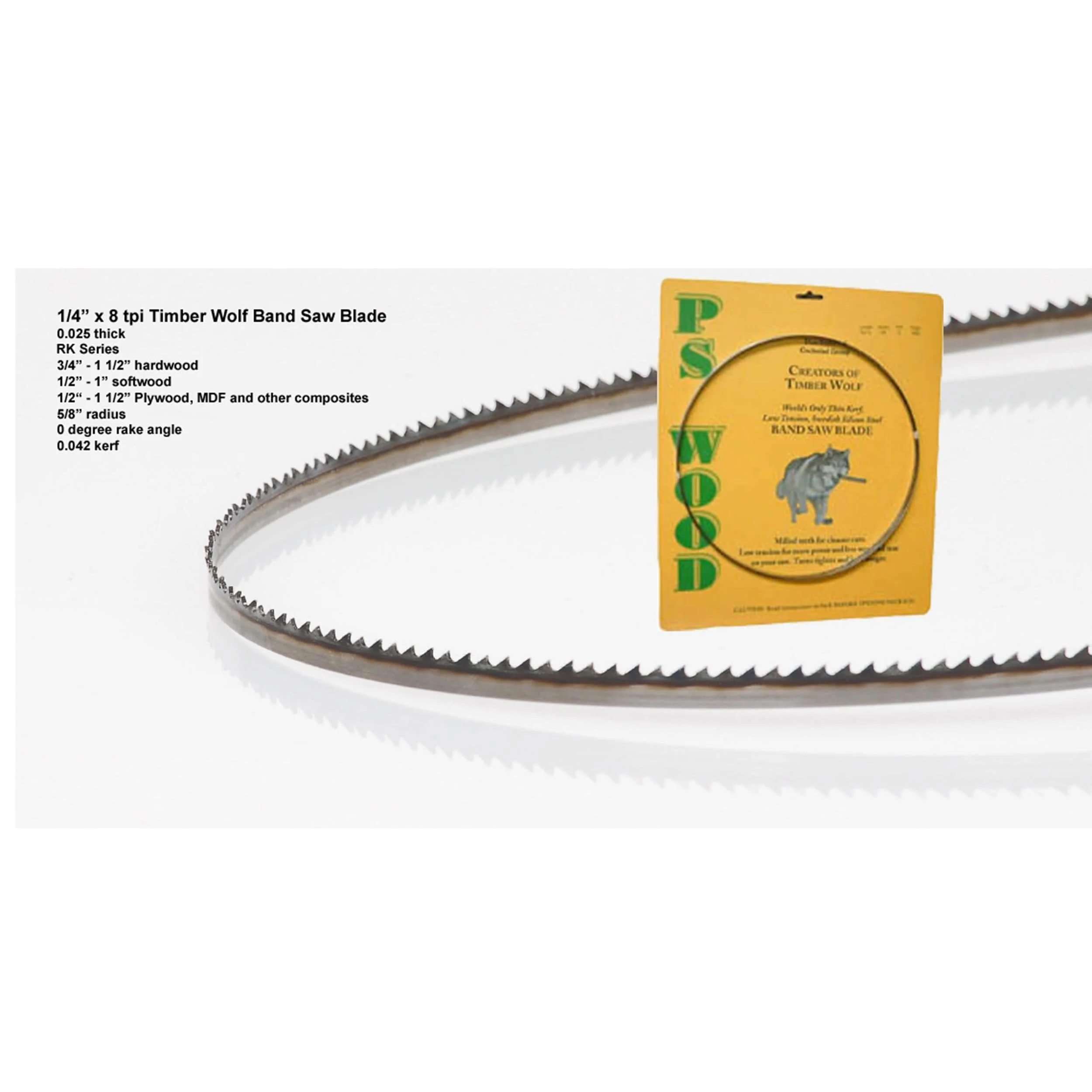 Bandsaw Blade – 162″ x 1/4″ x .025″ x 8 TPI – Raker