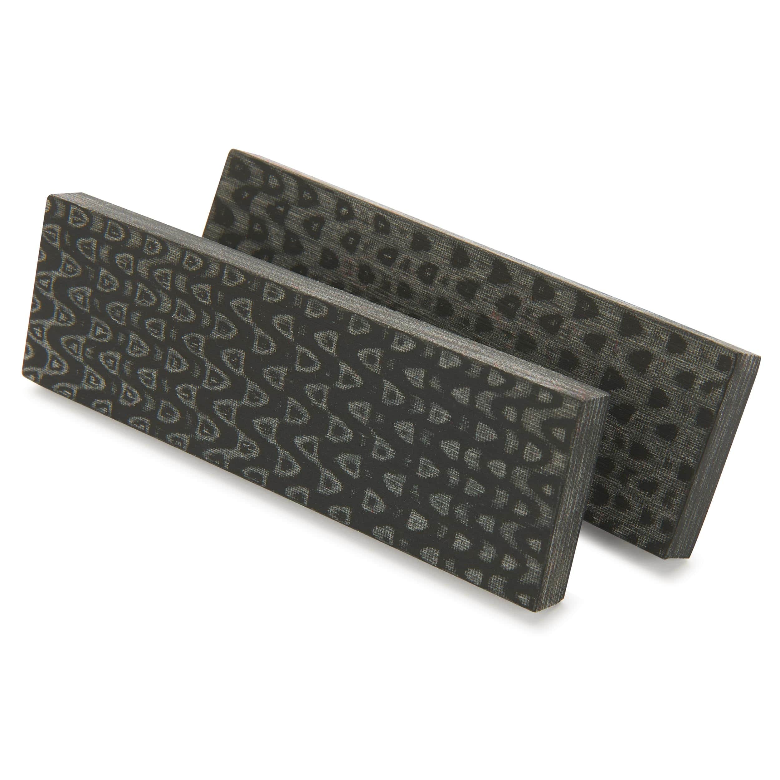 3D Micarta Knife Scales – 3/8″ x 2″ x 5″ – Black and Gray Quail Feather – Pair