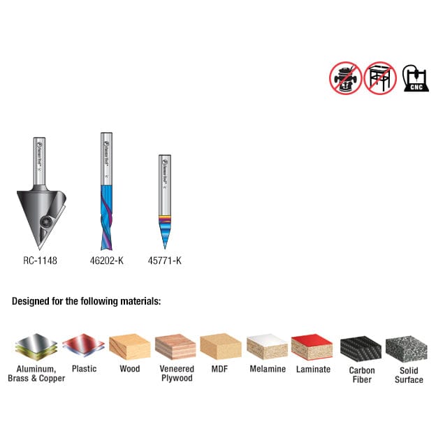 CNC Sign Making Router Bit Set - 1/4" SH - Image 2