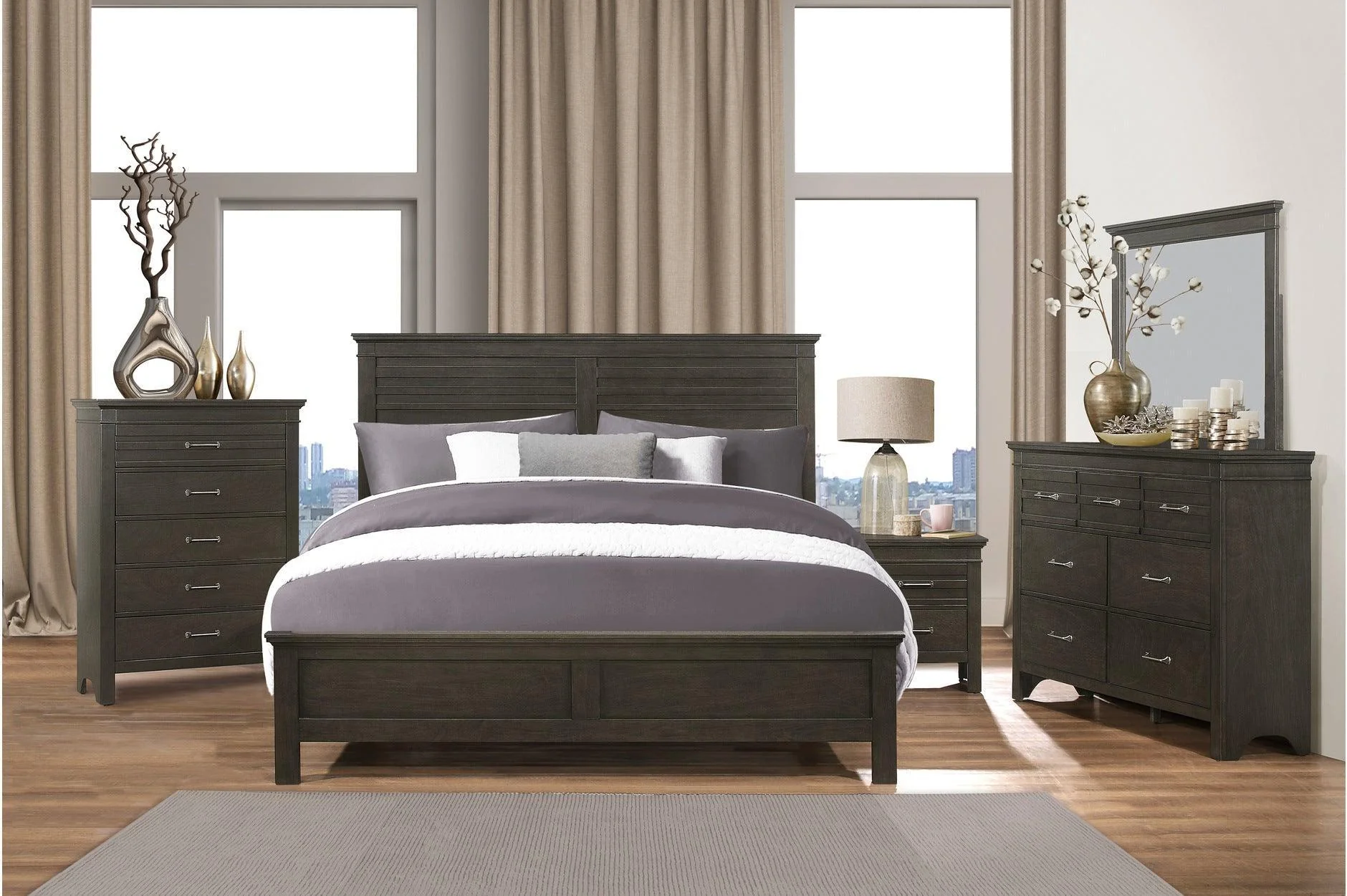 Blaire Farm Charcoal Gray Panel Bedroom Set - Image 1