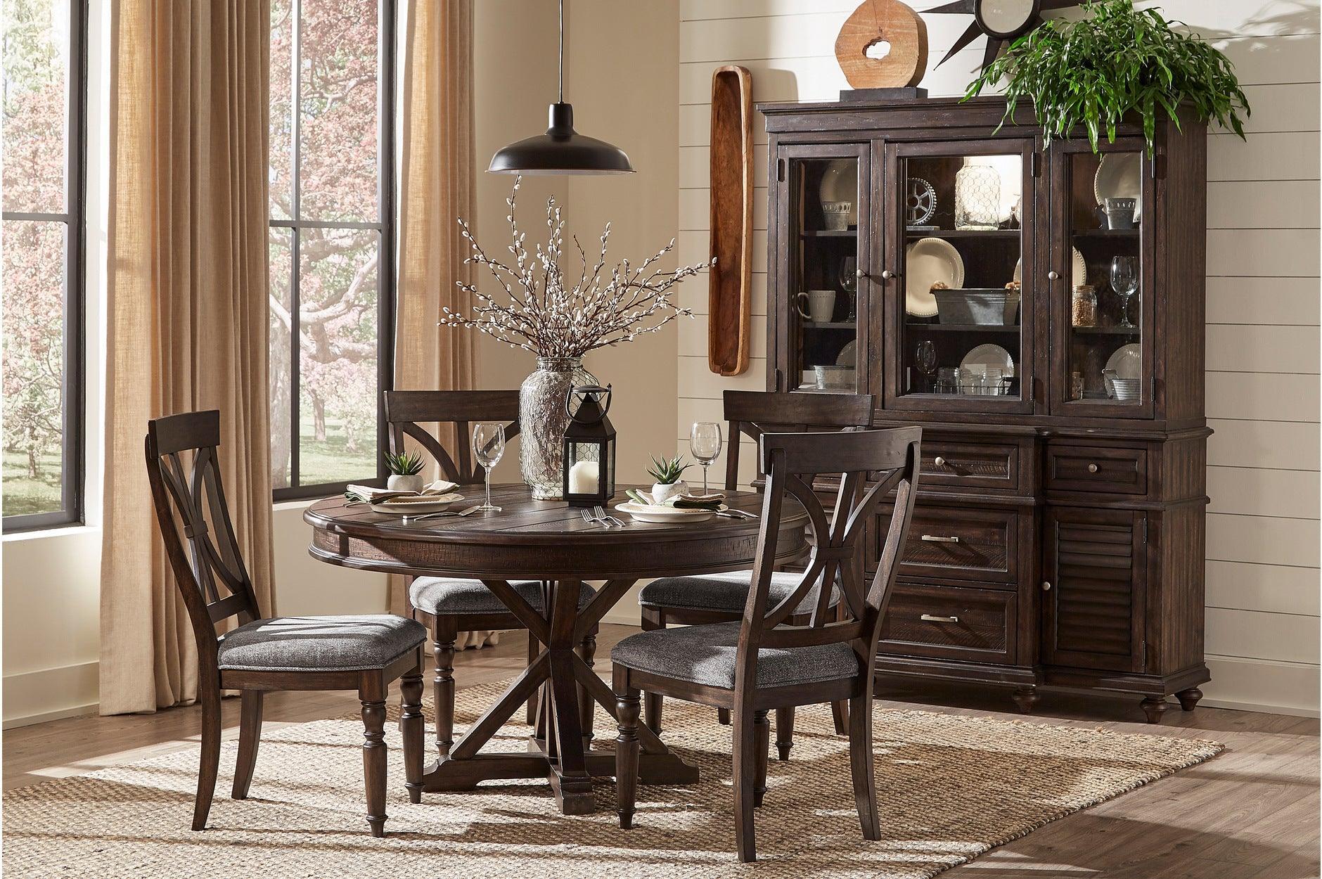 Cardano Charcoal Fabric Round Dining Room Set - Image 1