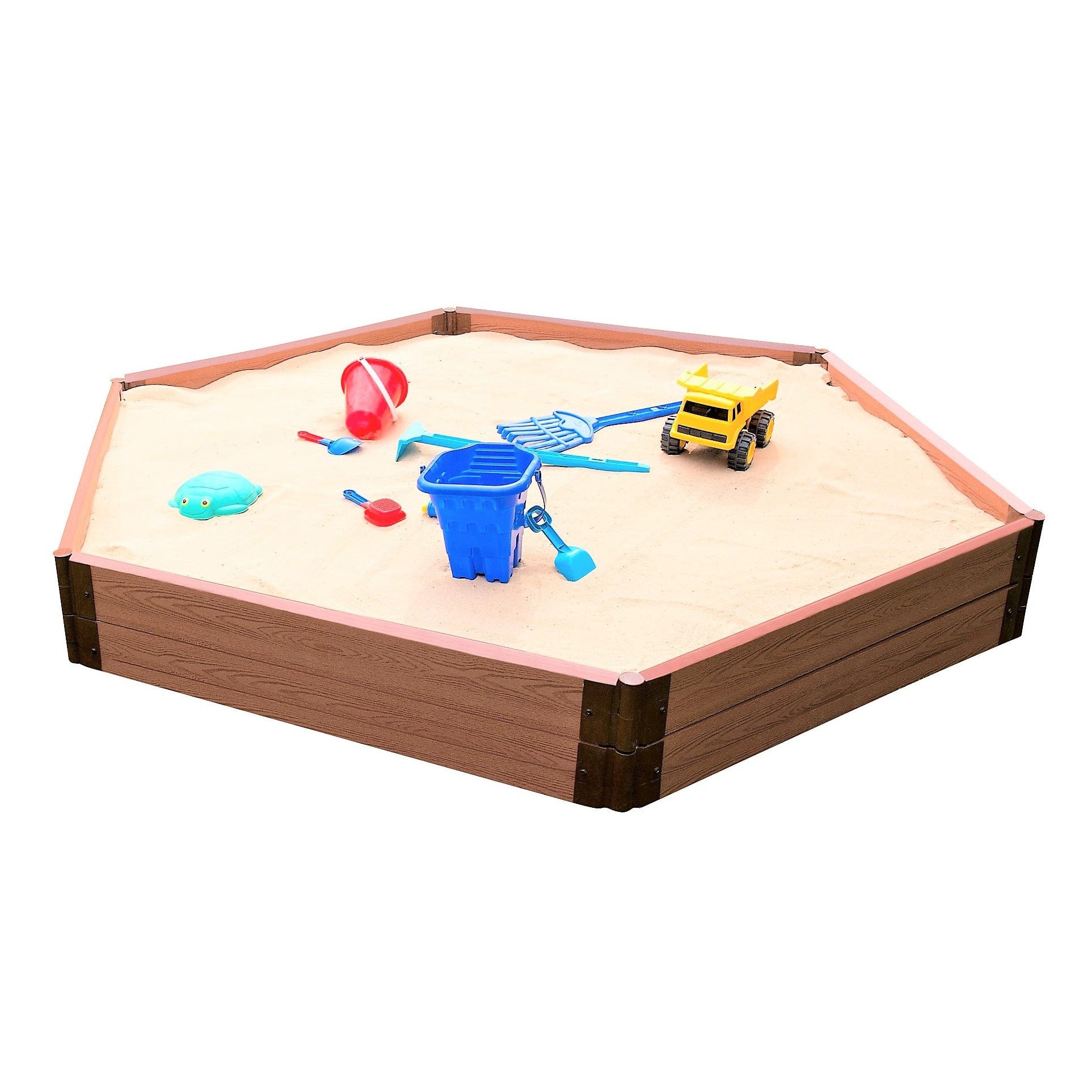 Classic Sienna 7' x 8' x 11" Composite Hexagon Sandbox Kit - 2" profile - Image 2