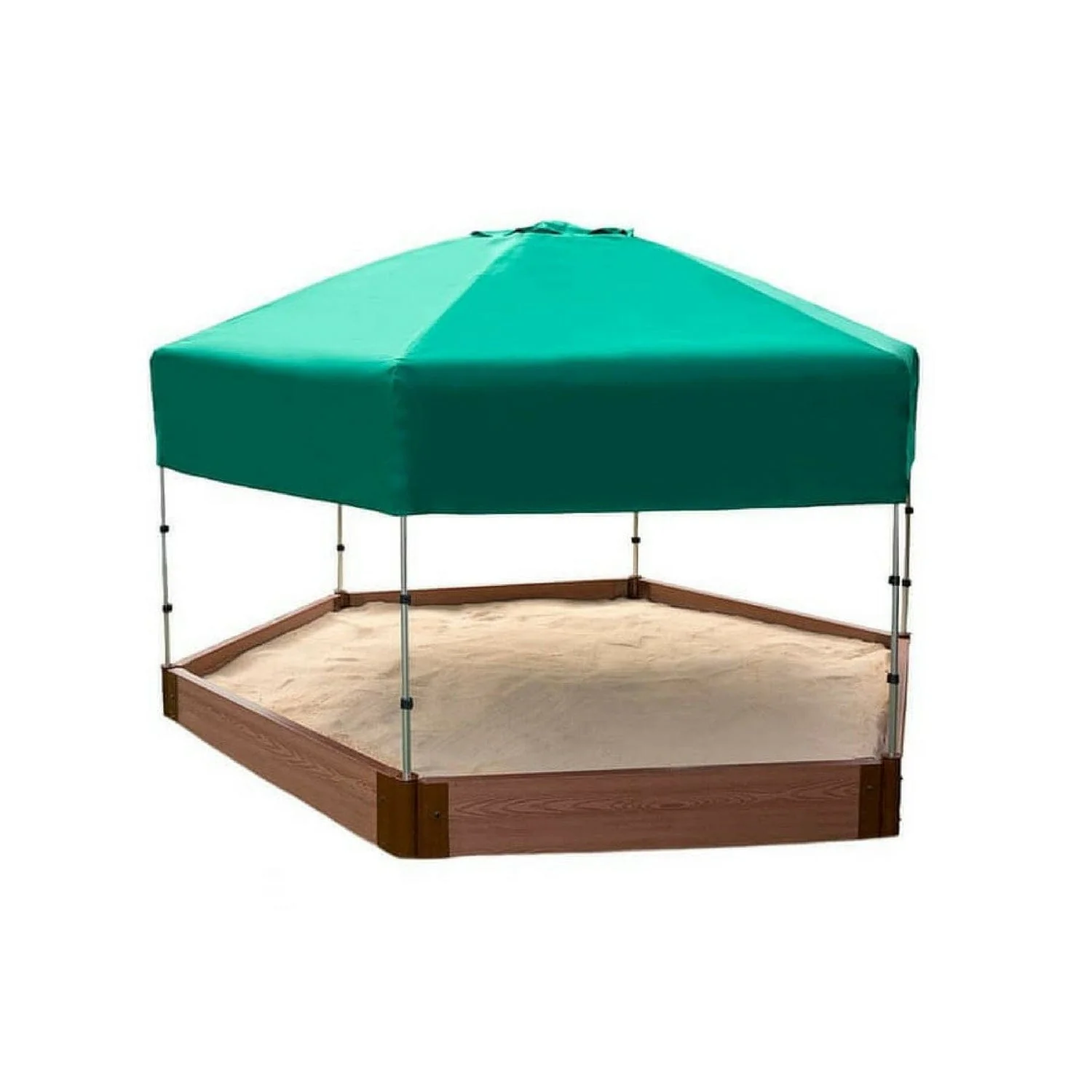 Classic Sienna 7' x  8' x 5.5 " Composite Hexagon Sandbox Kit with Telescoping Canopy/Cover - 2" profile - Image 2