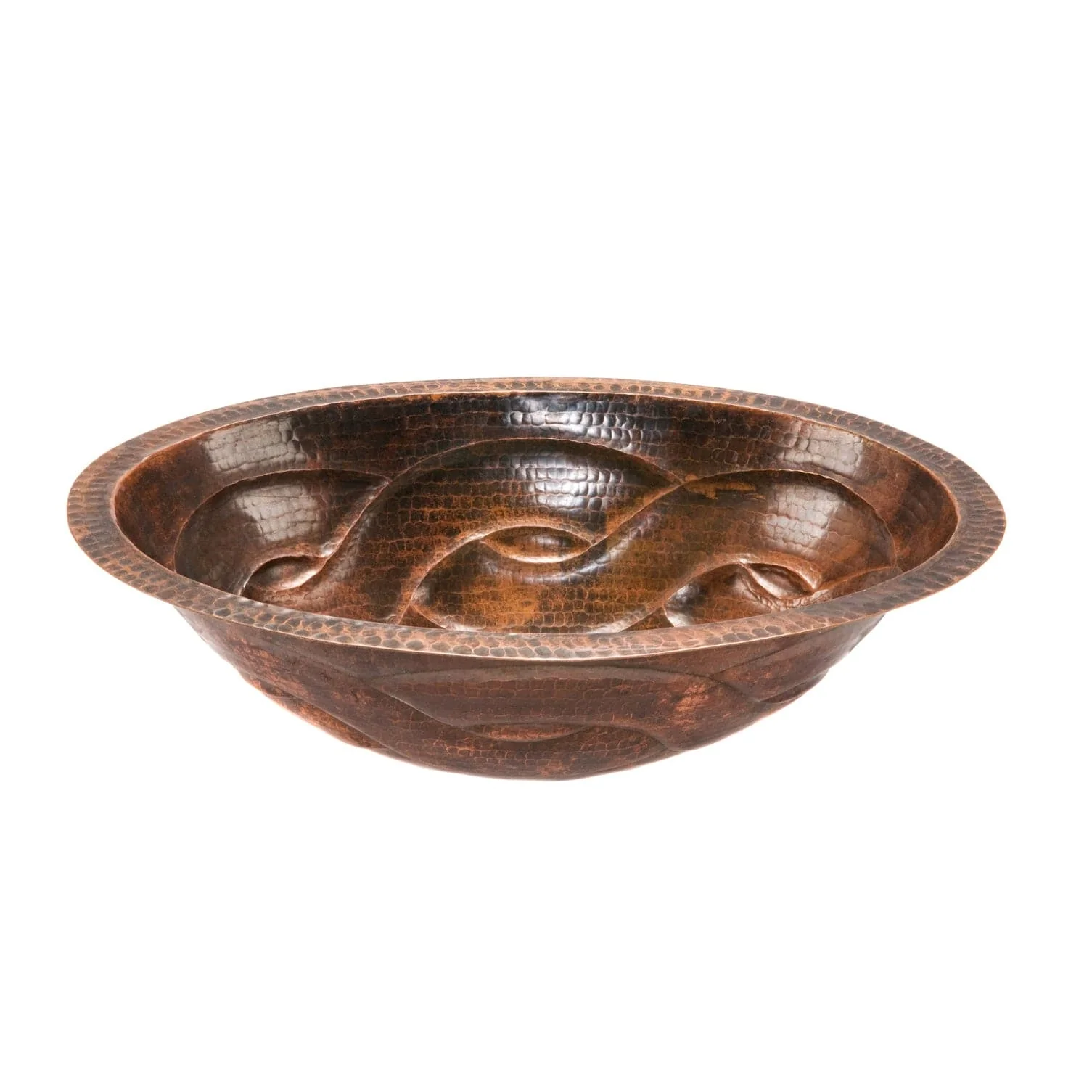 Oval Braid Under Counter Hammered Copper Sink - Image 1