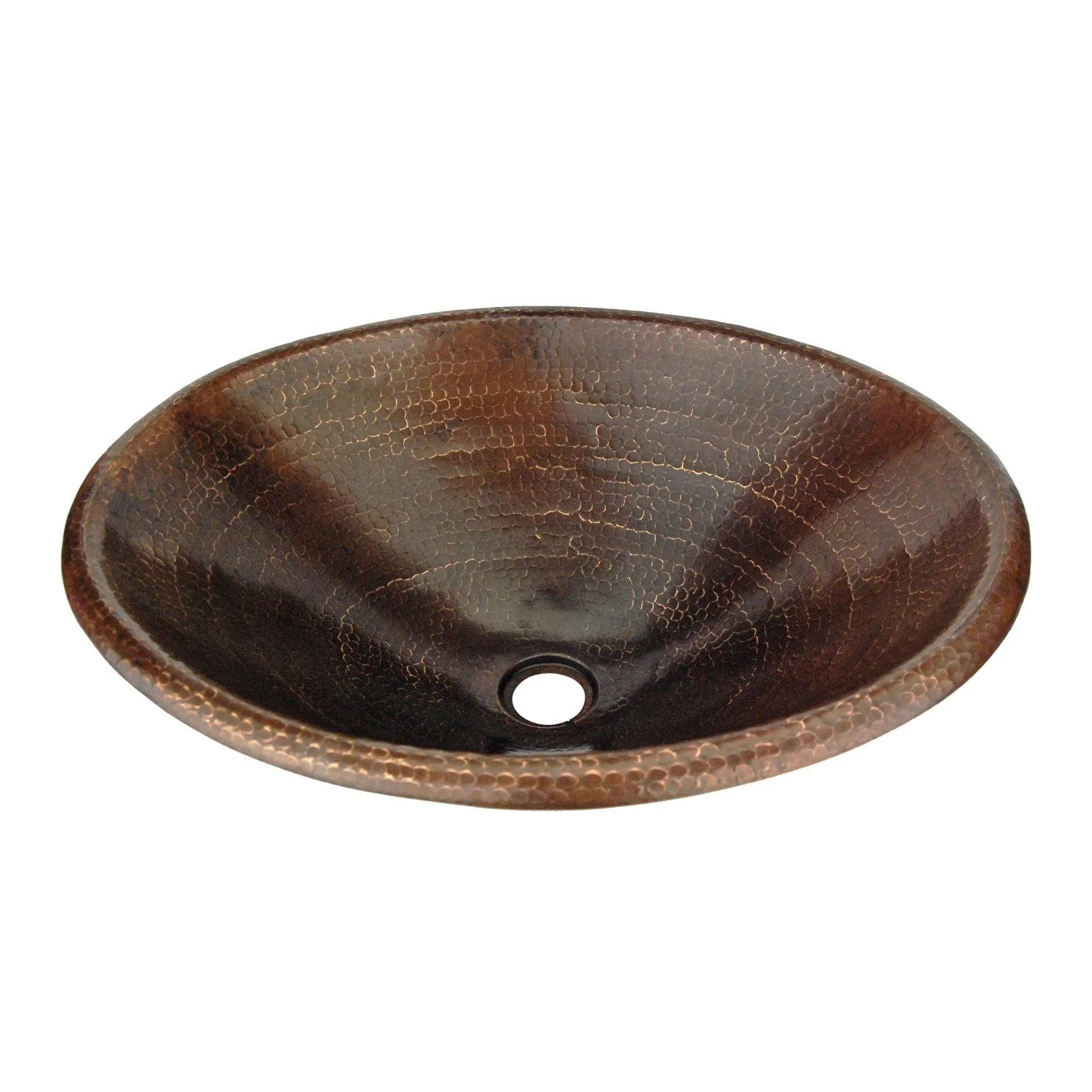 Master Bath Oval Self Rimming Hammered Copper Bathroom Sink - Image 1