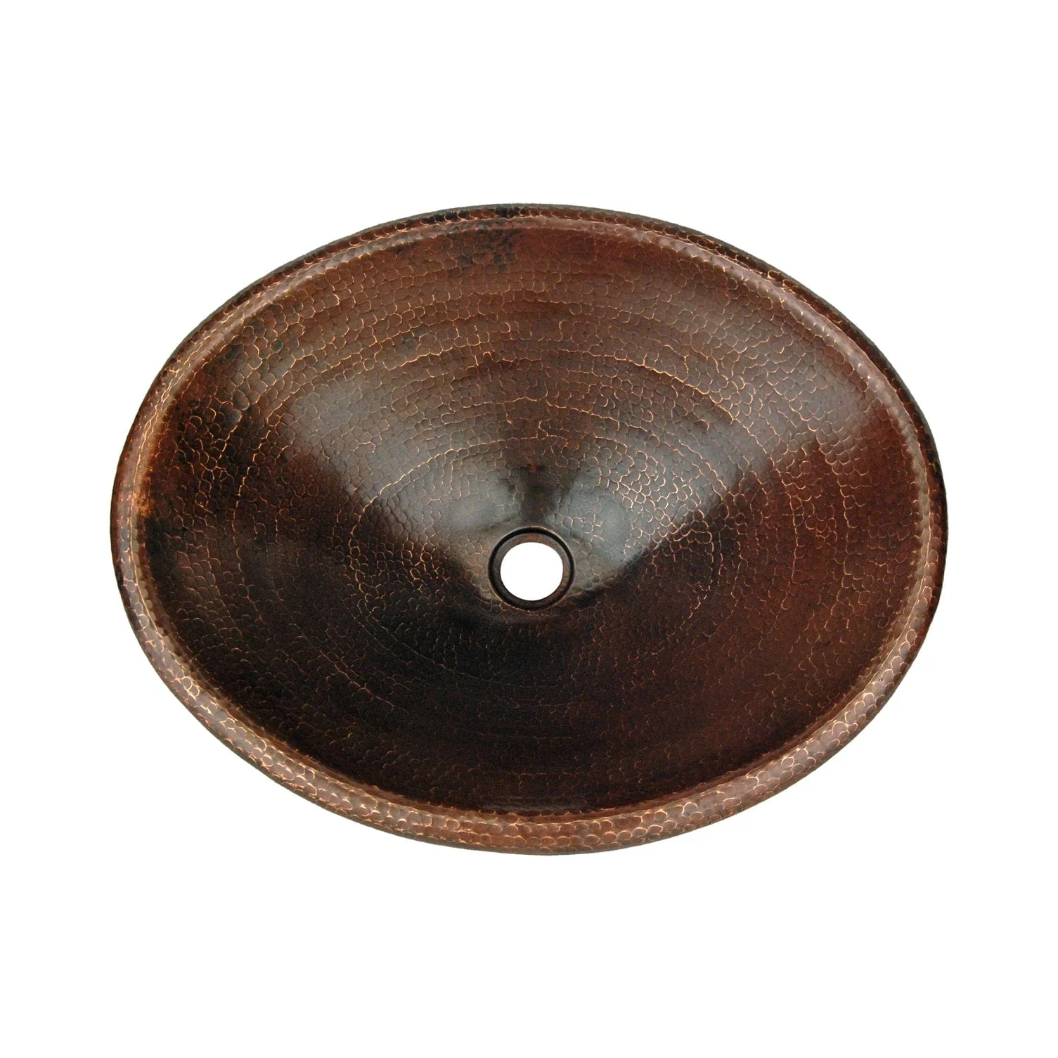 Master Bath Oval Self Rimming Hammered Copper Bathroom Sink - Image 2