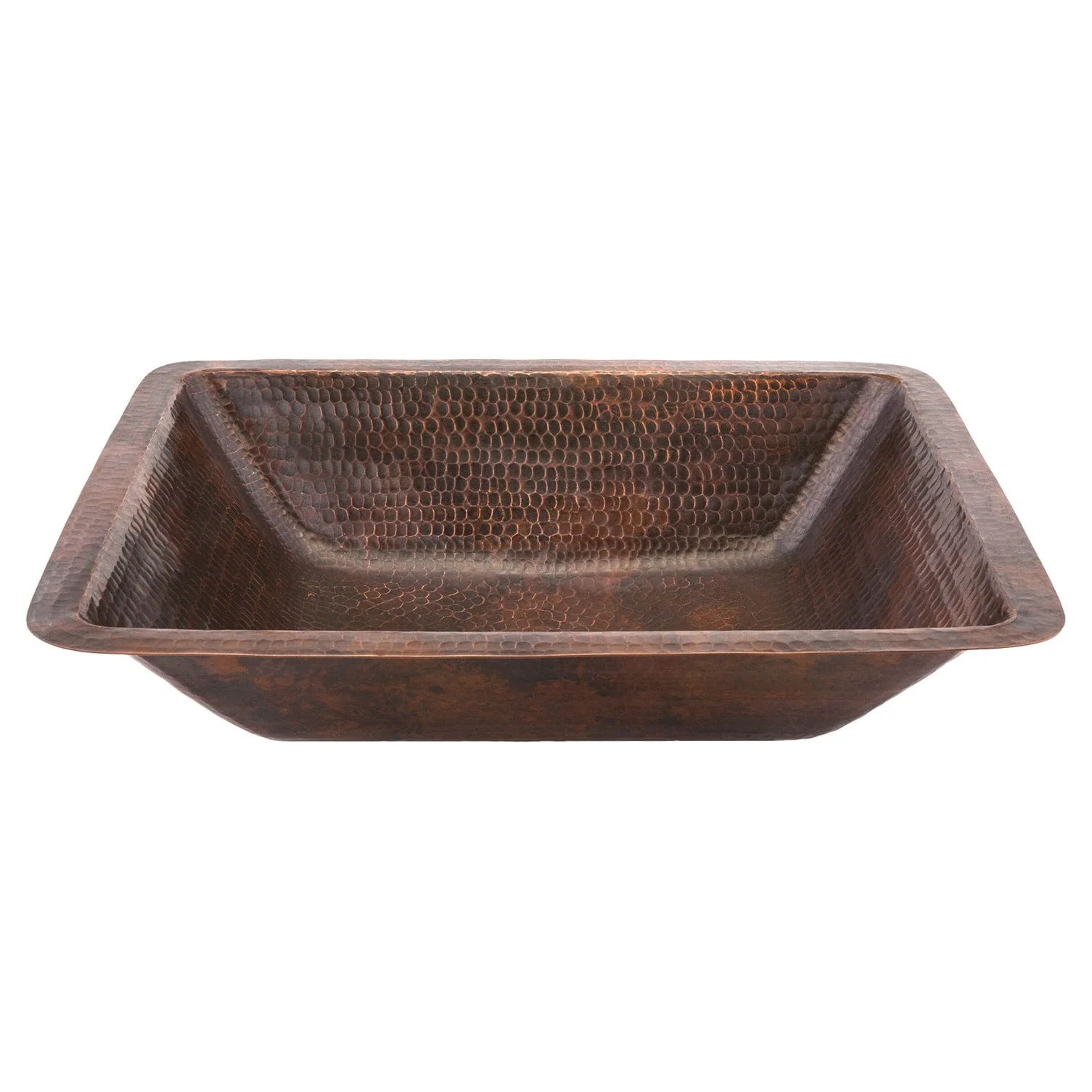 Rectangle Under Counter Hammered Copper Bathroom Sink - Image 1