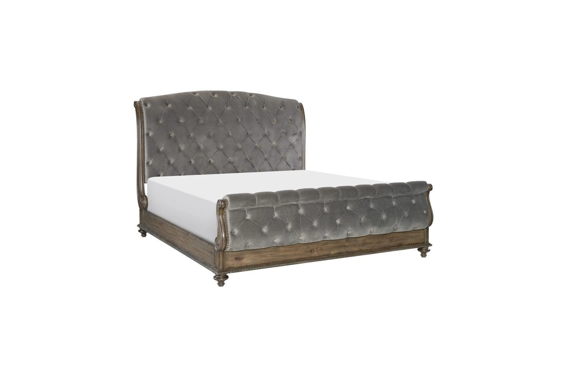 Rachelle Gray Velvet Upholstered Tufted Sleigh Bedroom Set - Image 3