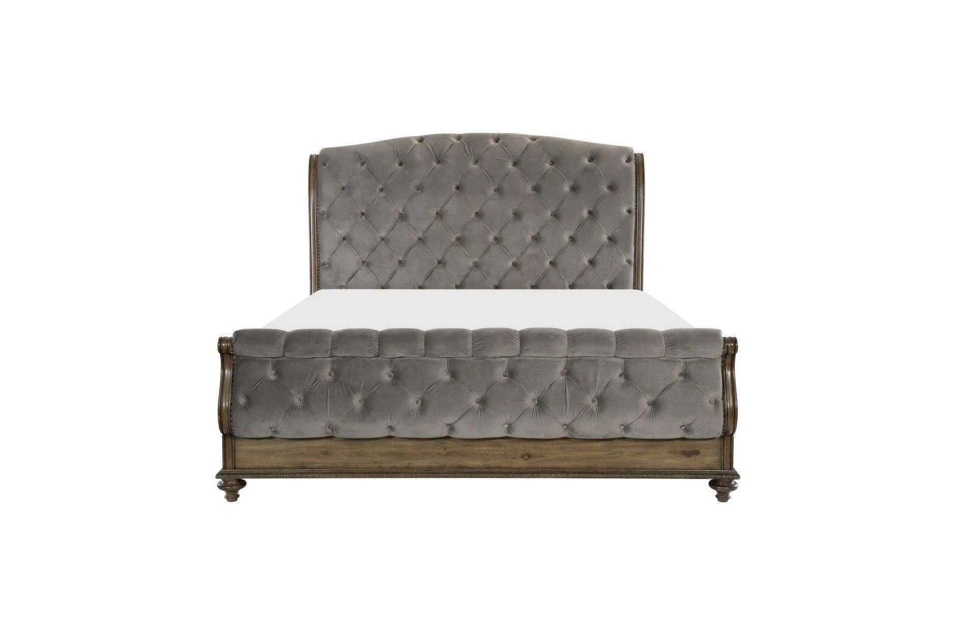 Rachelle Gray Velvet Upholstered Tufted Sleigh Bedroom Set - Image 2