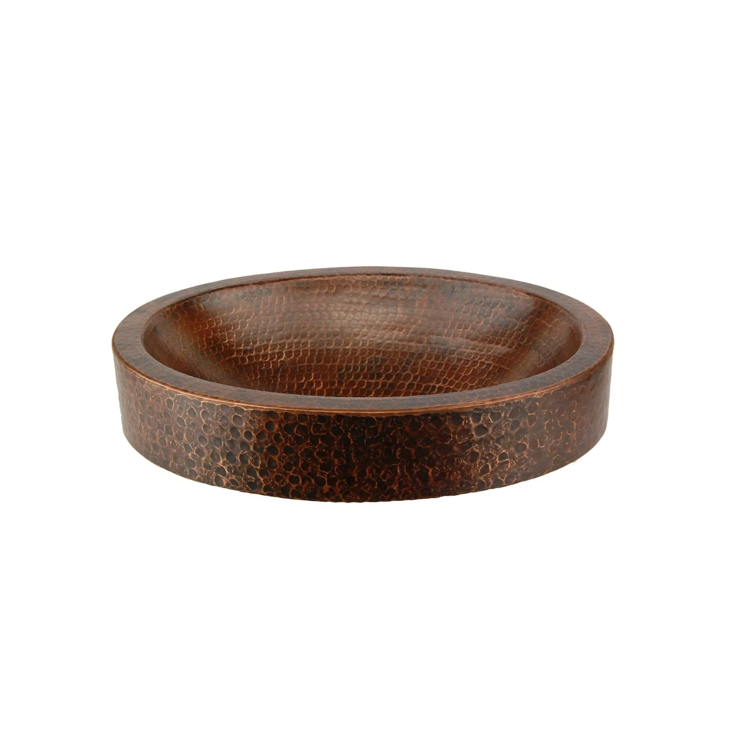 17″ Compact Oval Skirted Vessel Hammered Copper Sink