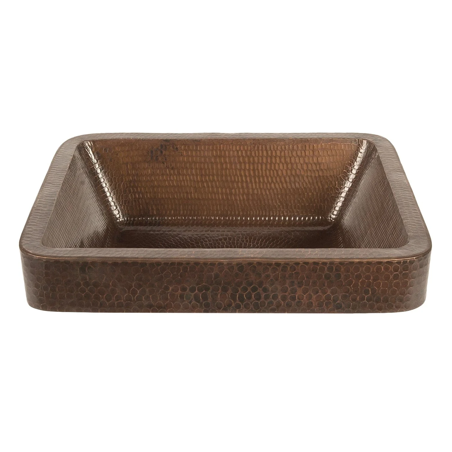 17″ Rectangle Skirted Vessel Hammered Copper Sink