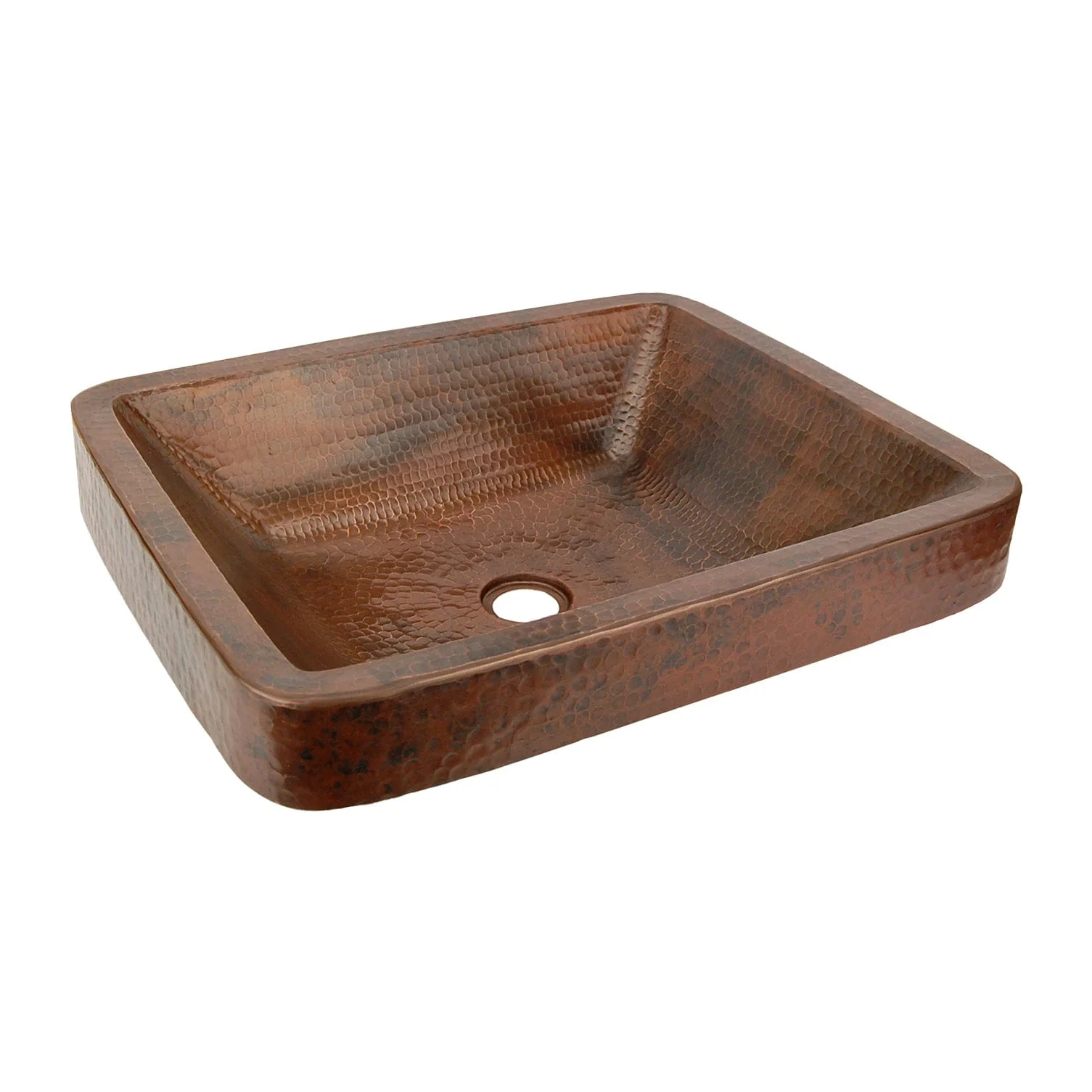 19″ Rectangle Skirted Vessel Hammered Copper Sink