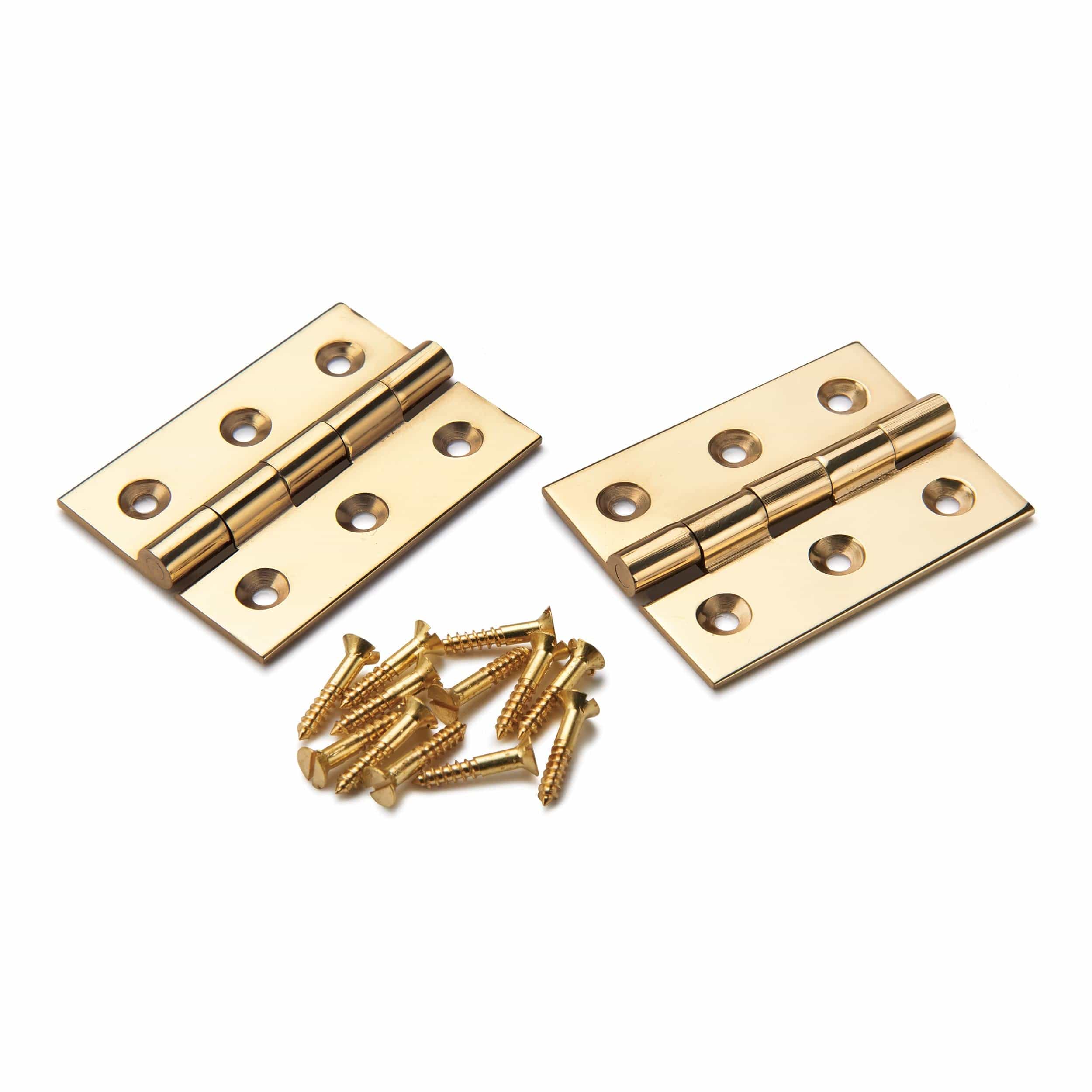Cabinet Hinge Polished Brass 2″ x 1-1/2″ Pair