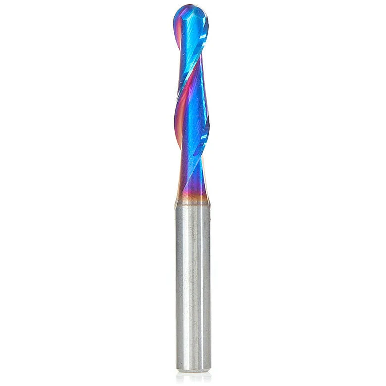 46376-K Spiral Up-Cut Ball Nose Double Flute Router Bit 1/8″R 1″CH 1/4″D 1/4″SH 2-1/2″OL