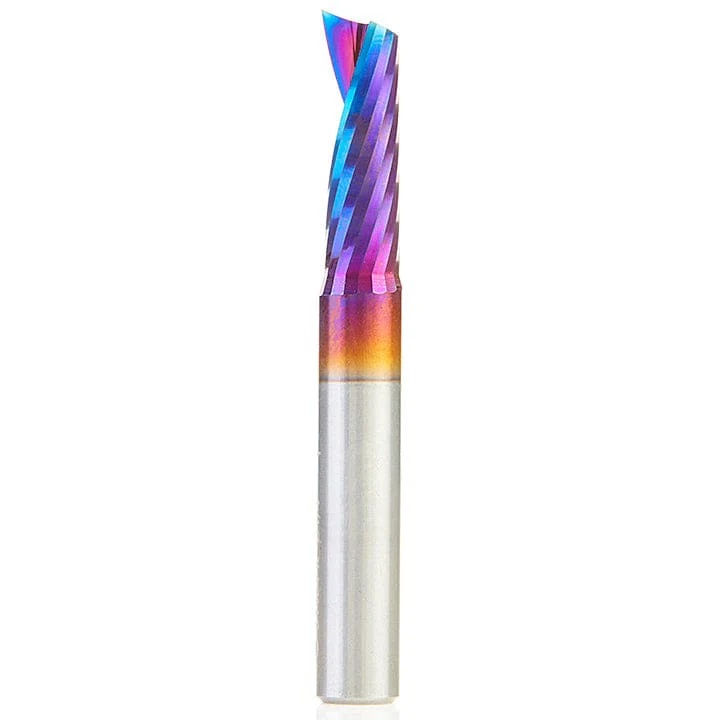 51404-K Spiral O Single Flute Plastic Cutting Up-Cut Mirror Finish CNC Router Bit 1/4 D” 3/4″CH 1/4″SH 2″OL