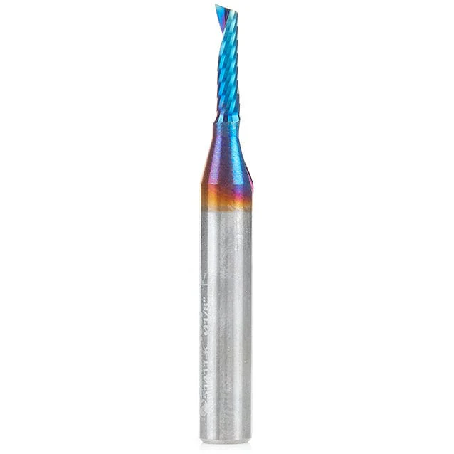 51411-K Spiral O Single Flute Plastic Cutting Up-Cut Mirror Finish CNC Router Bit 1/8"D 1/2"CH 1/4"SH 2"OL - Image 1