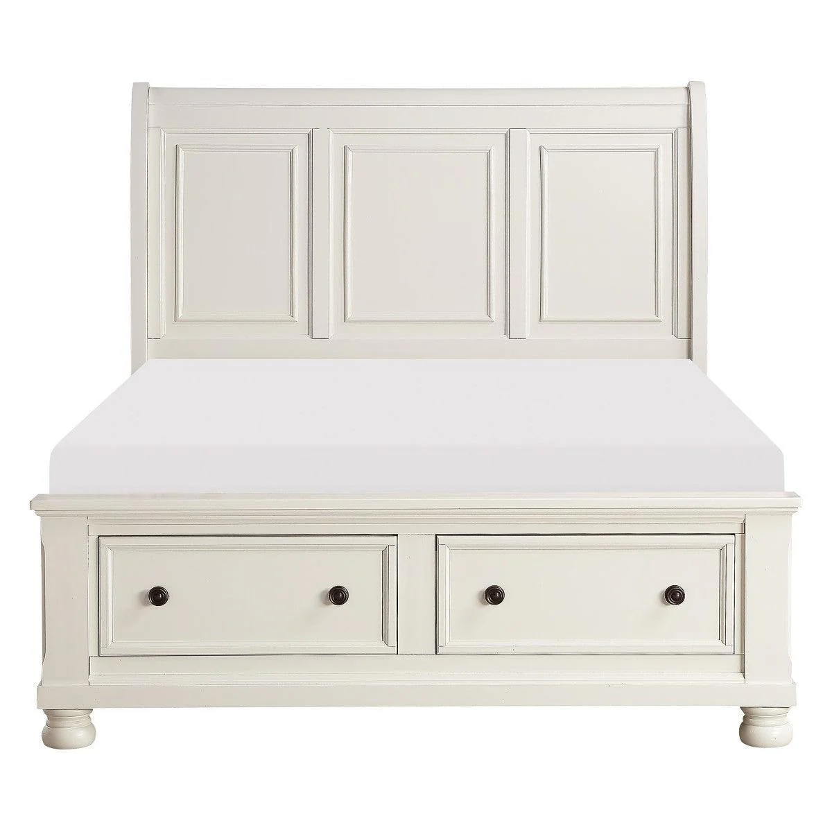 Laurelin White Queen Sleigh Platform Bed With Footboard Storage - Image 1