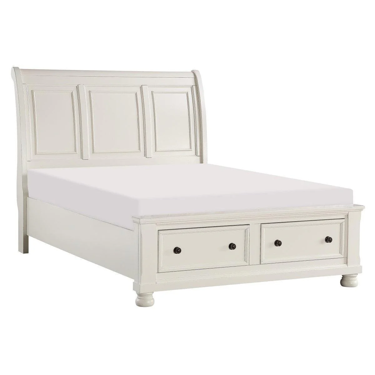 Laurelin White Queen Sleigh Platform Bed With Footboard Storage - Image 2