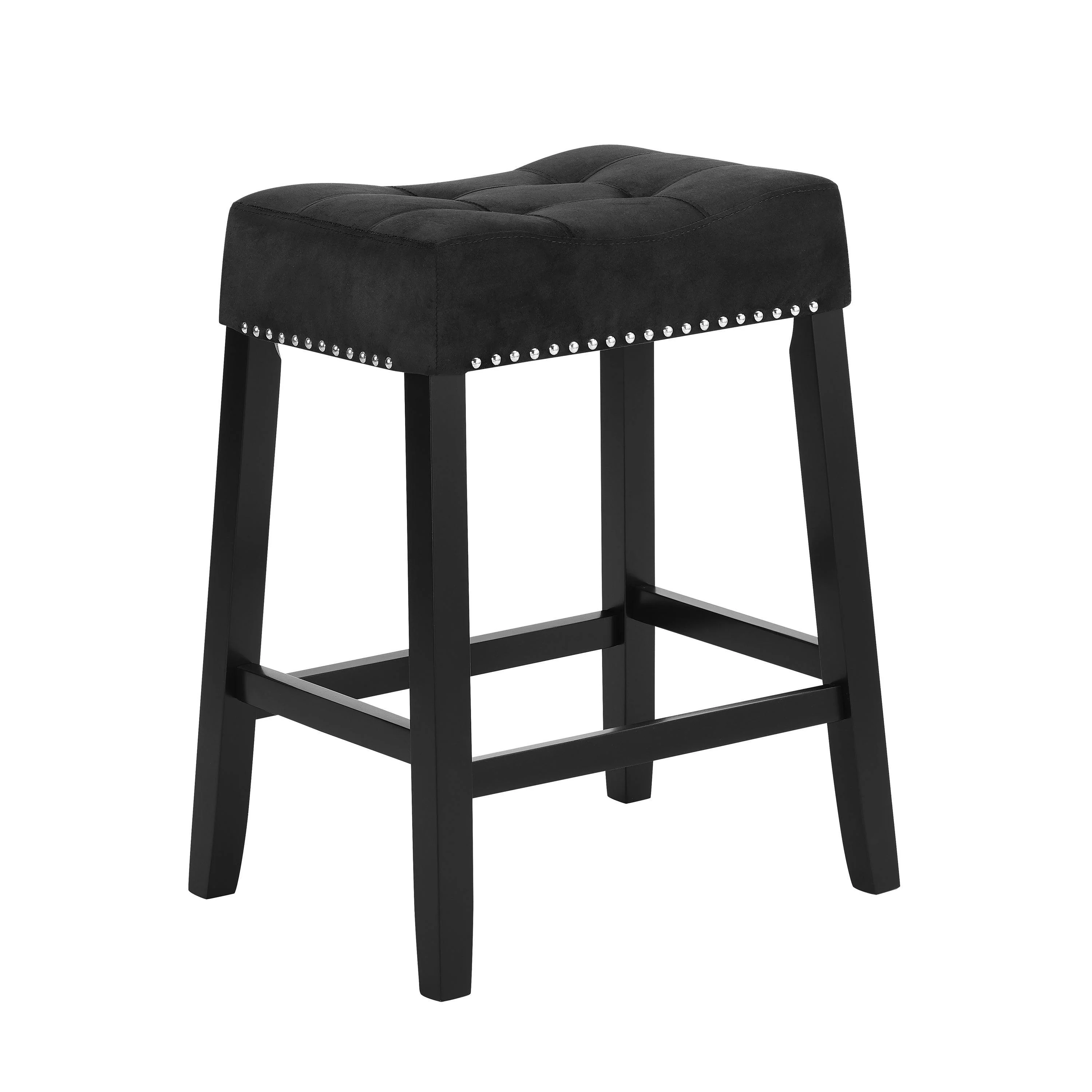 Lennon Saddle Black Velvet Counter Height - Image 2