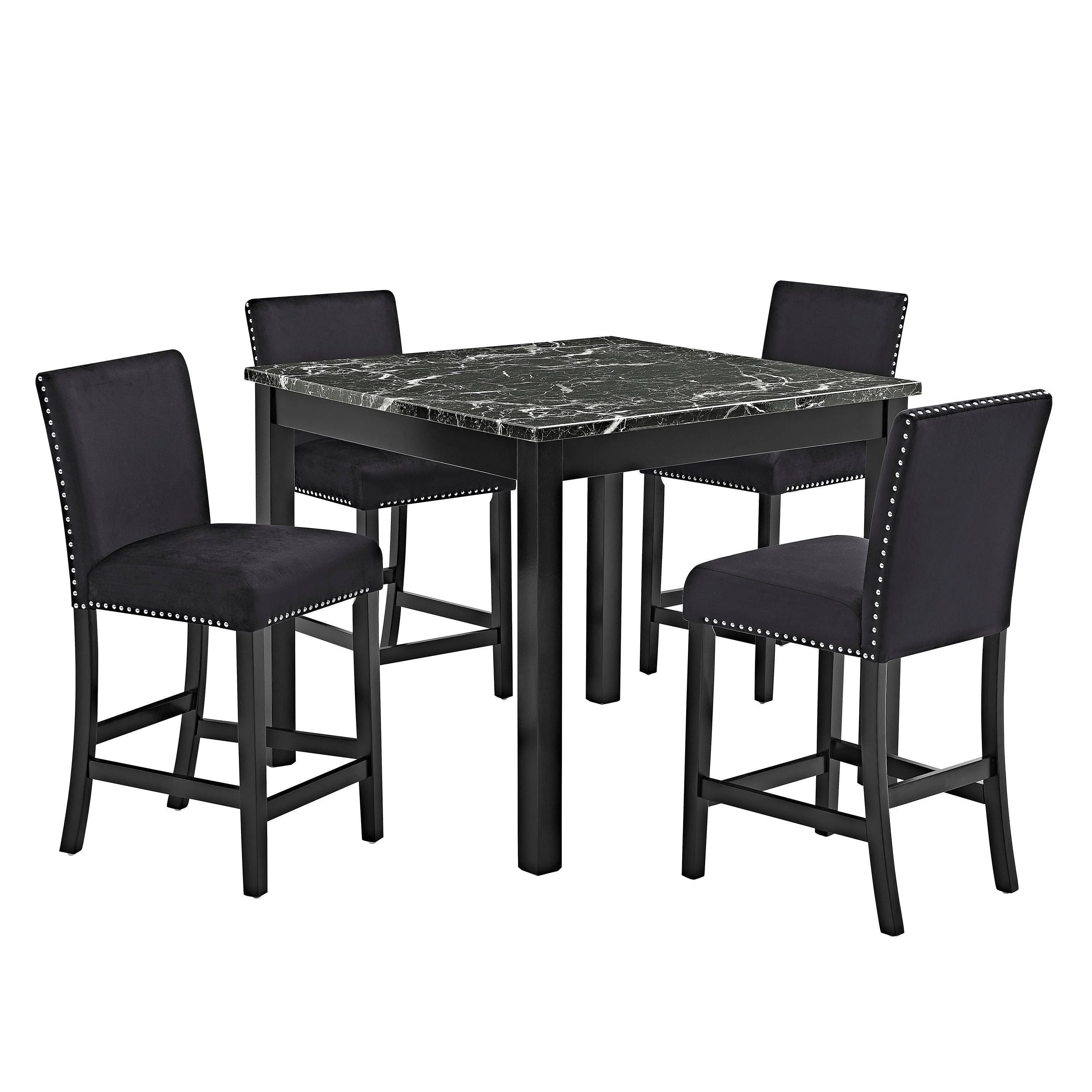 Lennon Black Upholstered Counter Height Set - Image 2