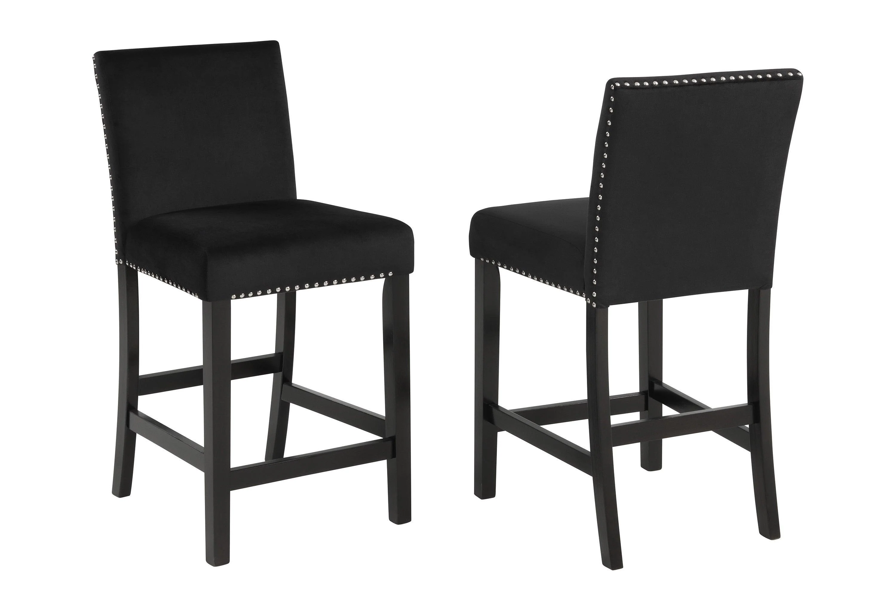 Lennon Black White Velvet Counter Height Set - Image 2