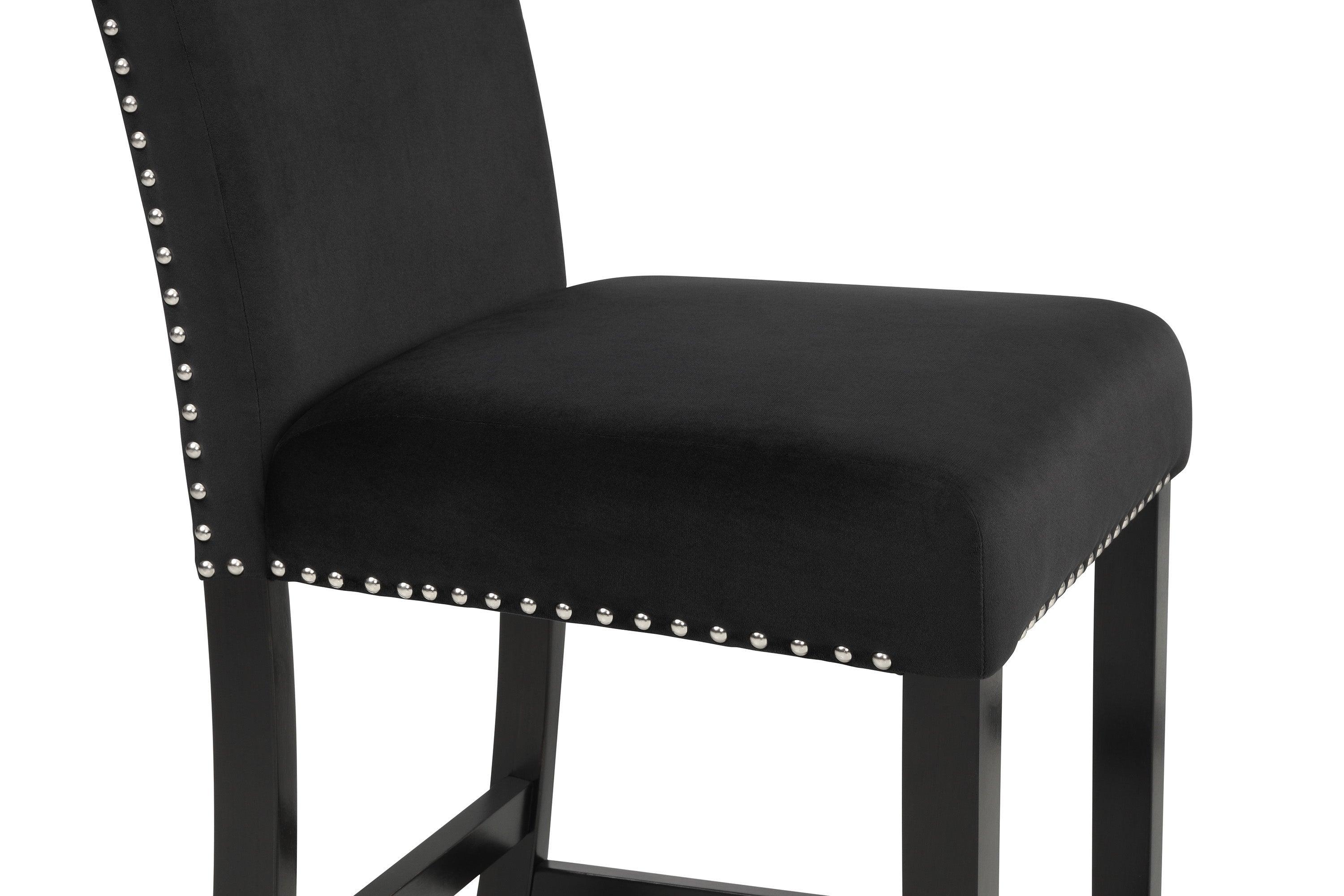 Lennon Black White Velvet Counter Height Set - Image 3