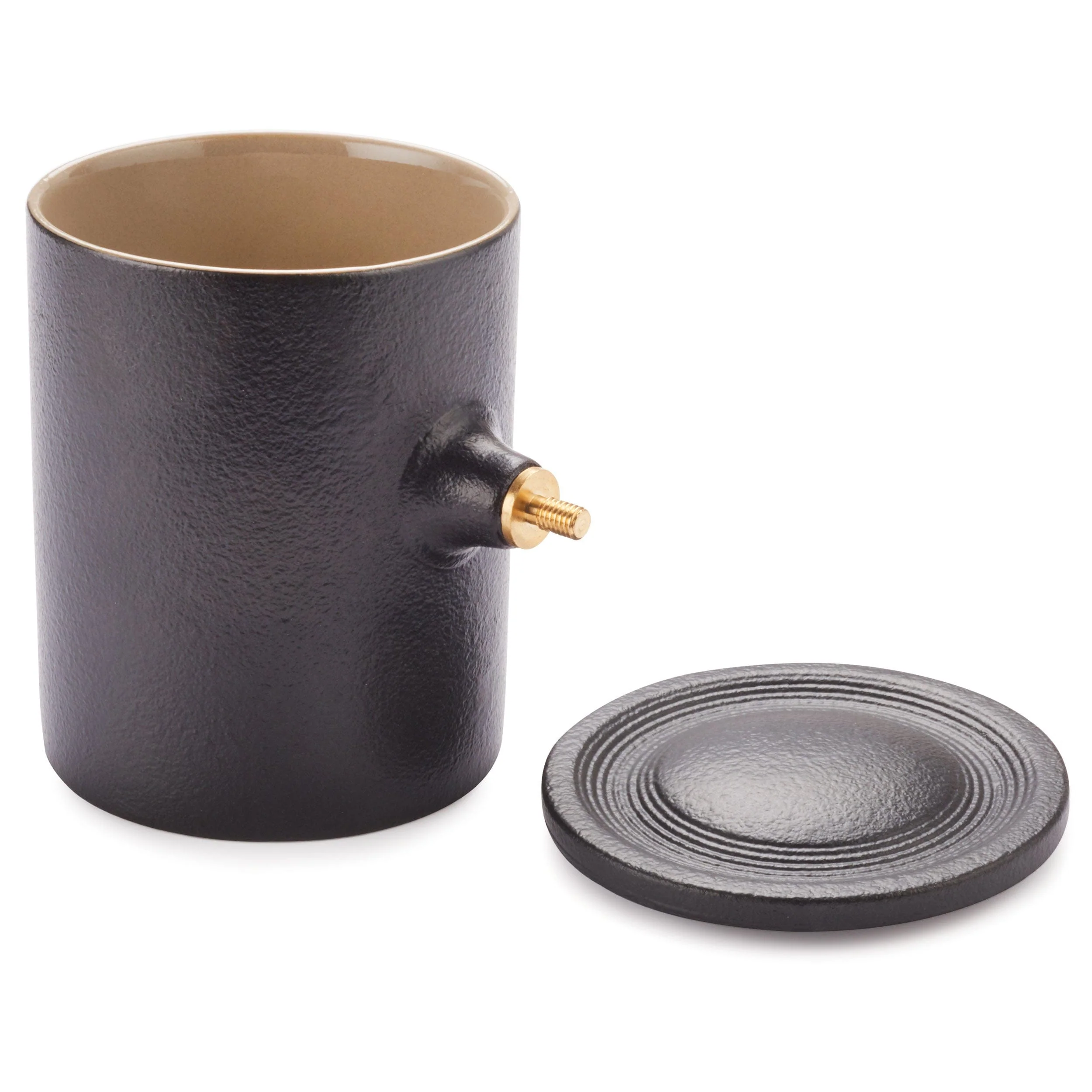 Ceramic Coffee Mug Turning Kit w/ Ceramic Lid – Black and Tan – 12 oz