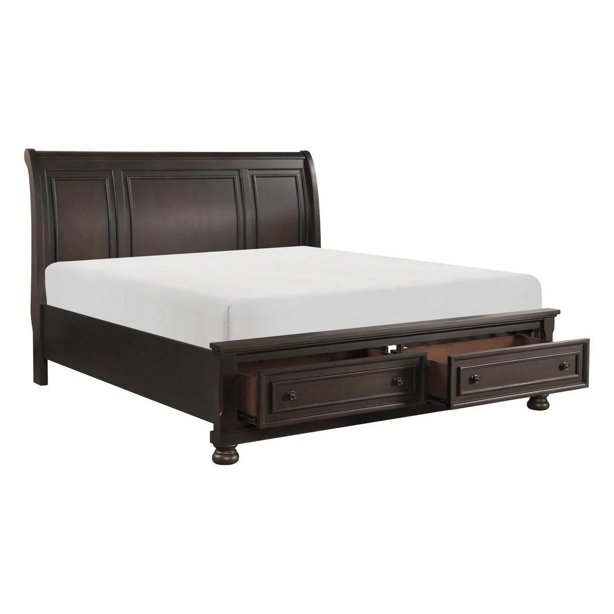 Begonia Gray Brown Platform Queen Bed Footboard Storage - Image 3