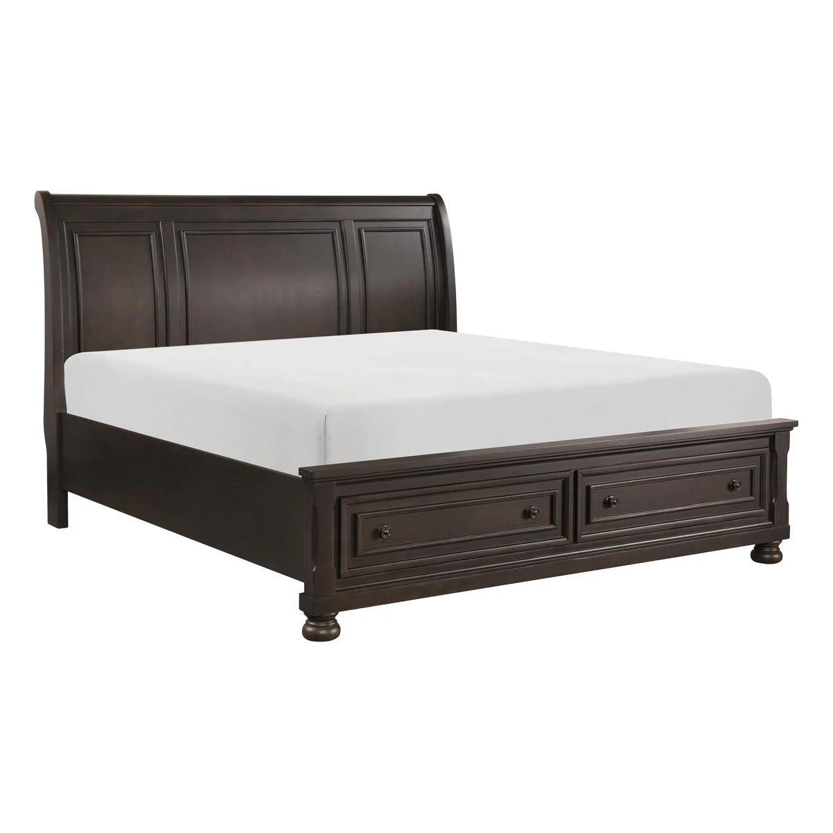 Begonia Gray Brown Platform Queen Bed Footboard Storage - Image 2