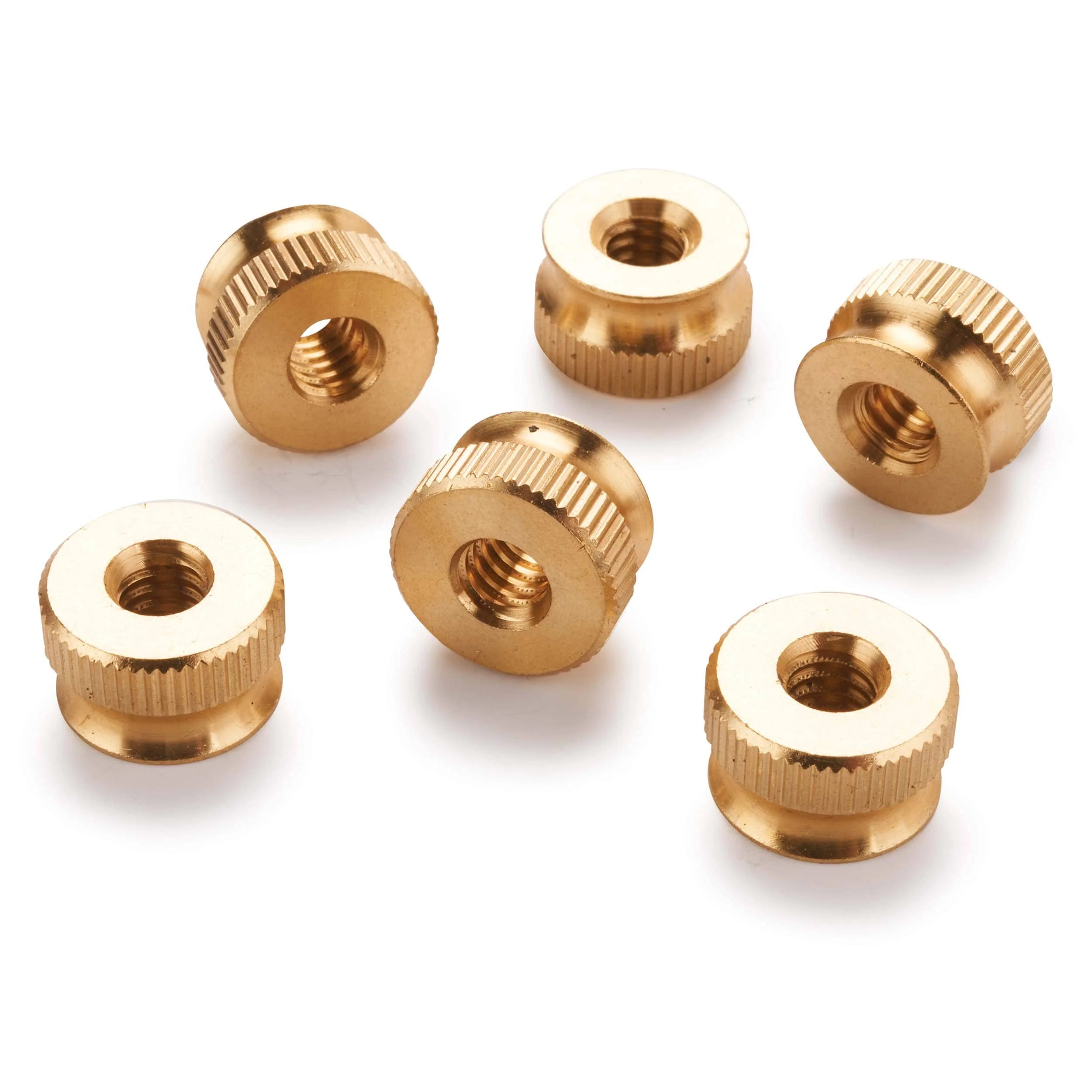 Knurled Thumb Nut Knobs – 1/4″ x 20TPI – Brass – 6 Piece