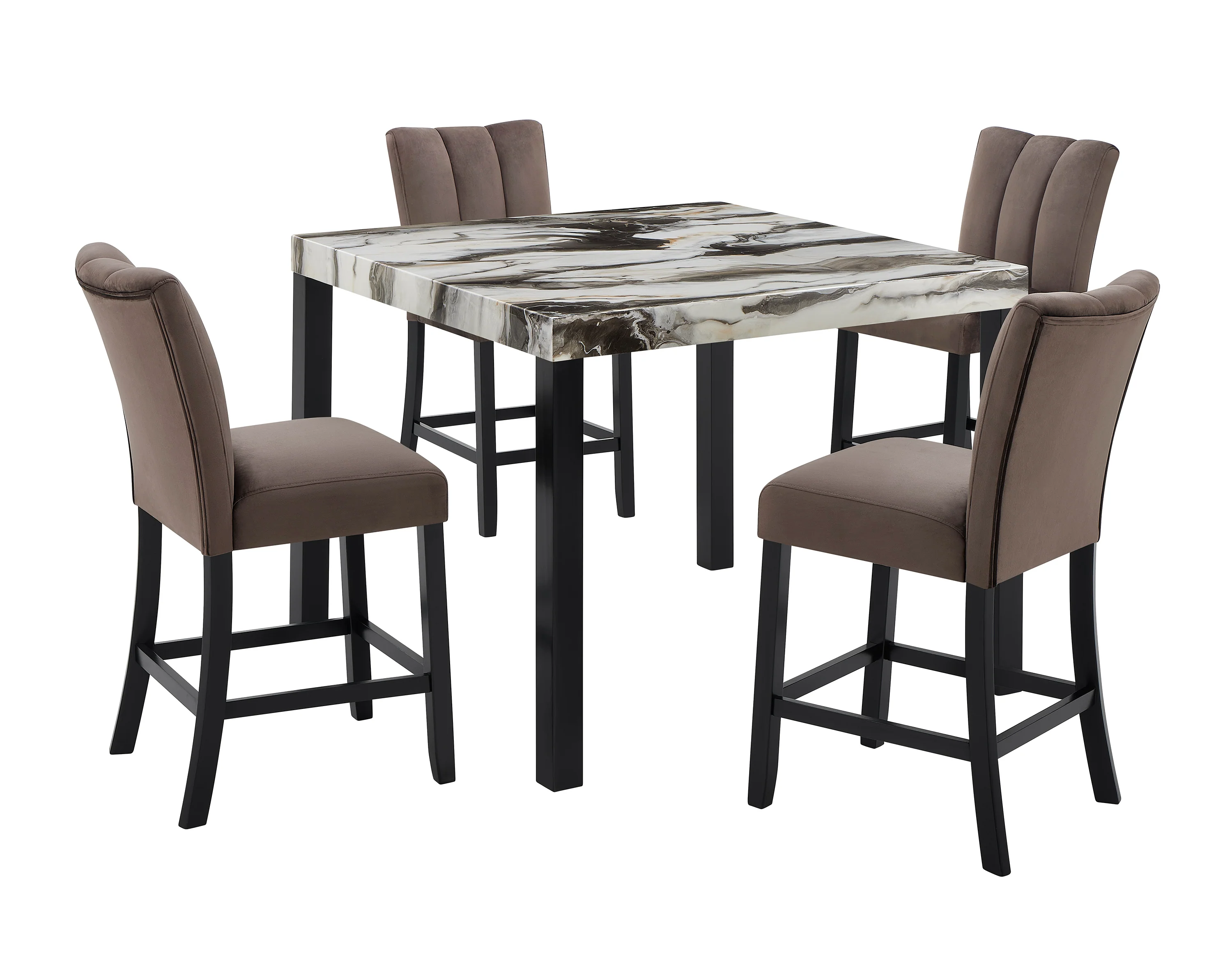 Vega Brown Faux Marble Counter Height Set - Image 2